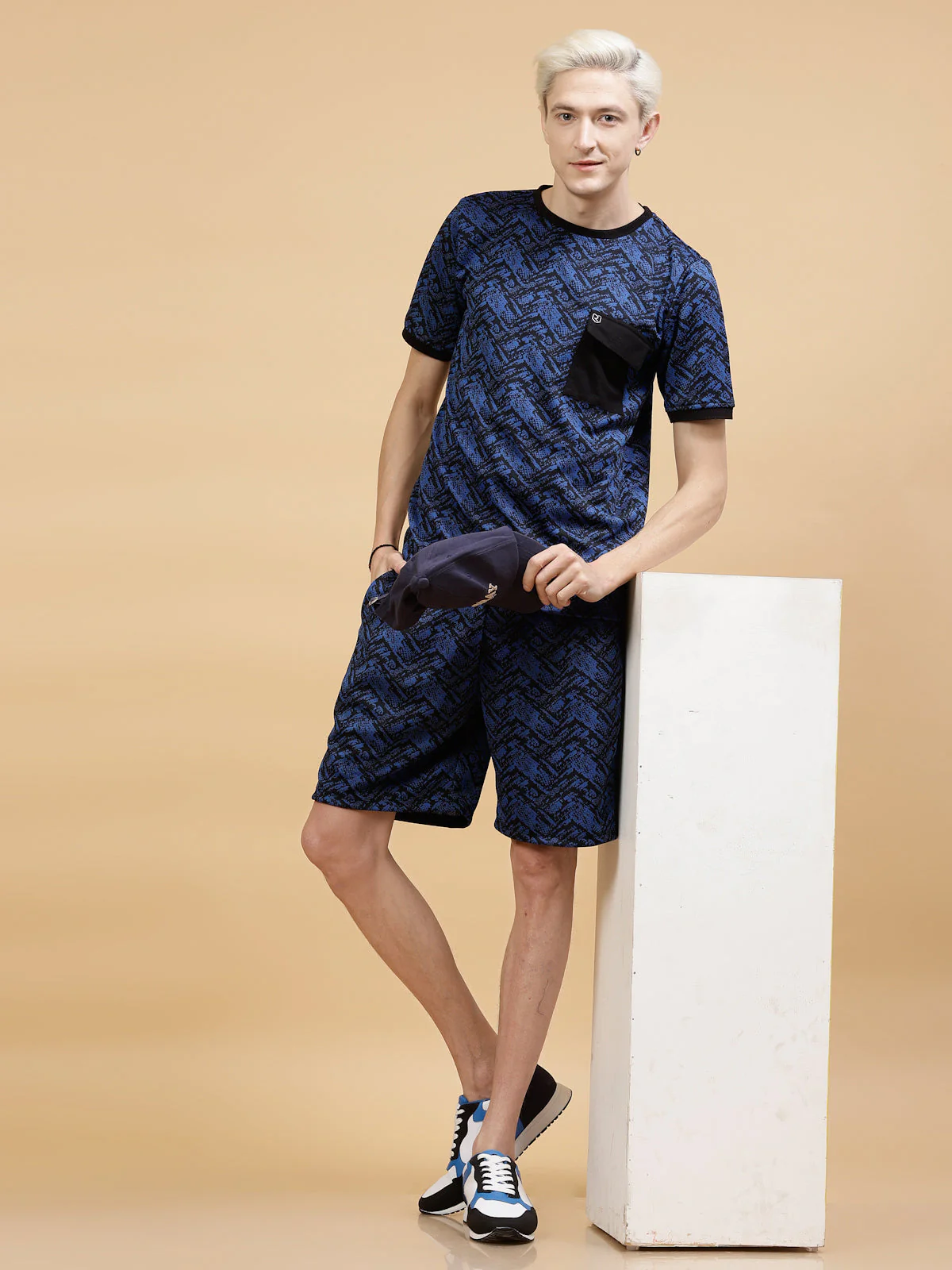 Men Polyester Abstract All Over Print Coords