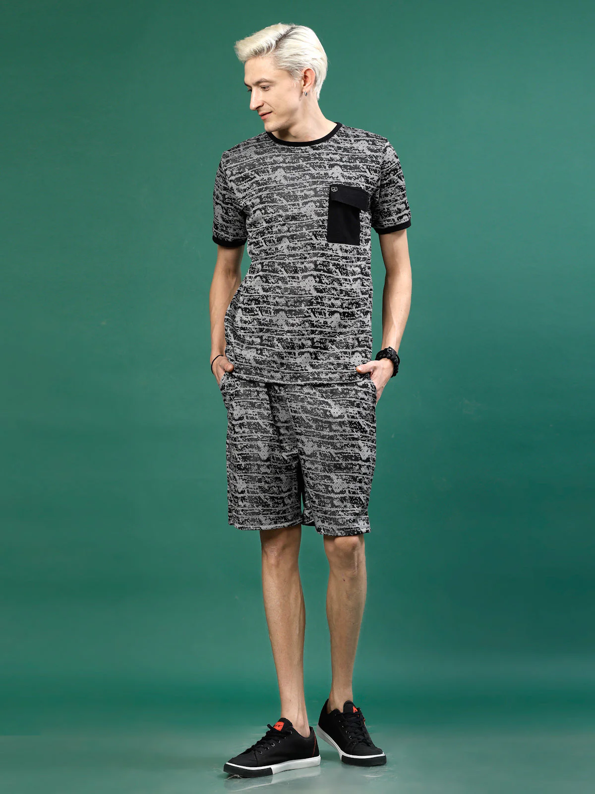 Men Polyester Abstract All Over Print Coords - Image 3