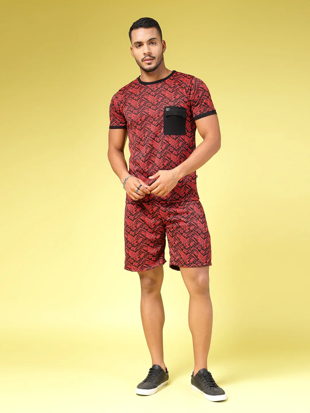 Men Polyester Abstract All Over Print Coords - Image 4