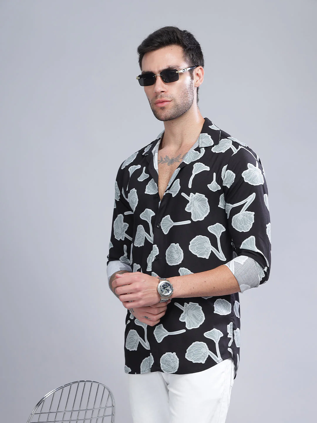 Men Poppy Black Rayon Shirt - Image 5