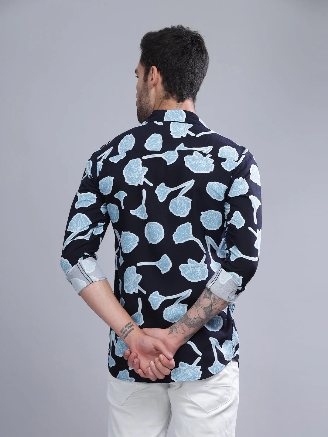 Men Poppy Blue Rayon Shirt - Image 2