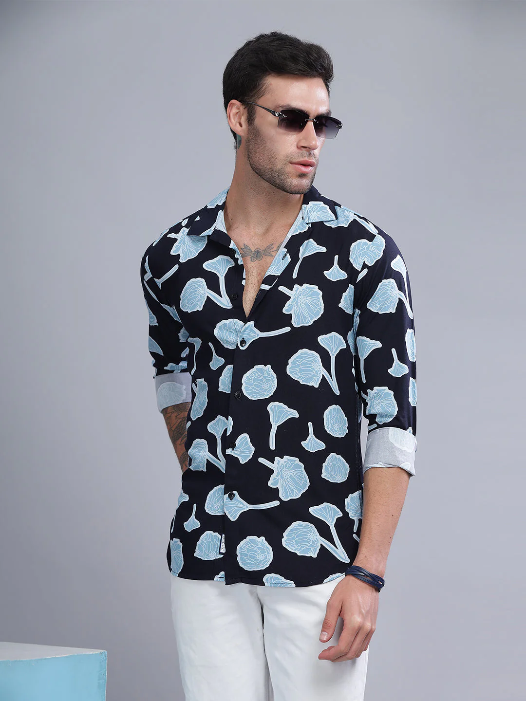 Men Poppy Blue Rayon Shirt - Image 3