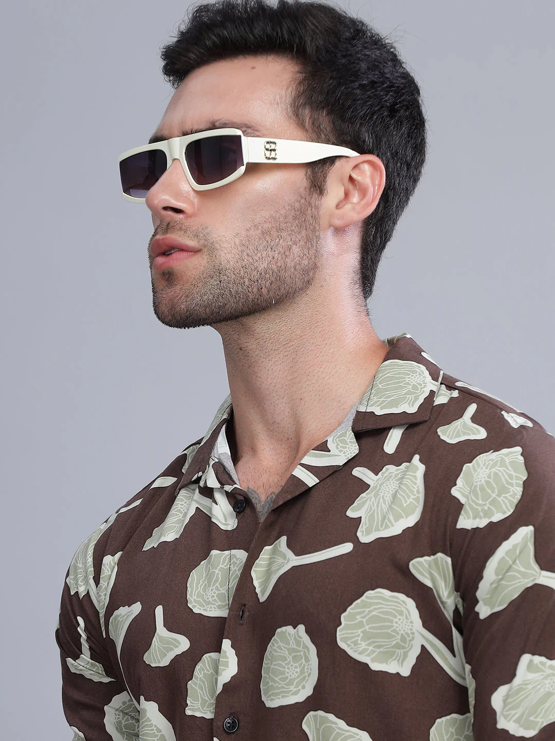 Men Poppy Brown Rayon Shirt - Image 4