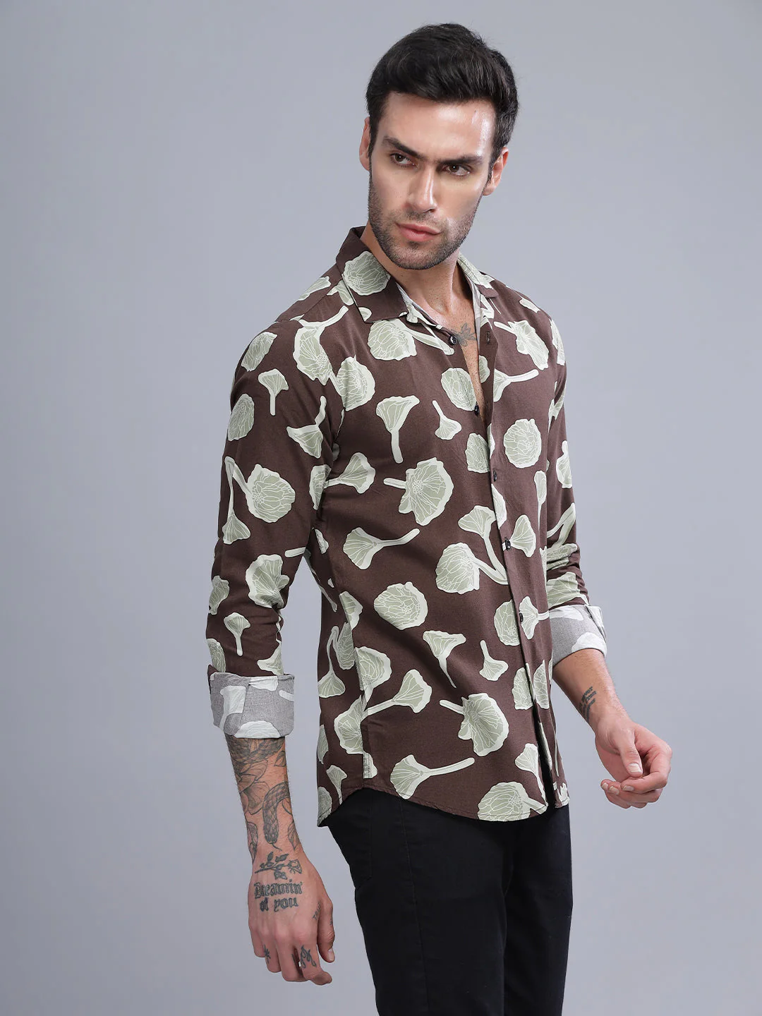 Men Poppy Brown Rayon Shirt - Image 5