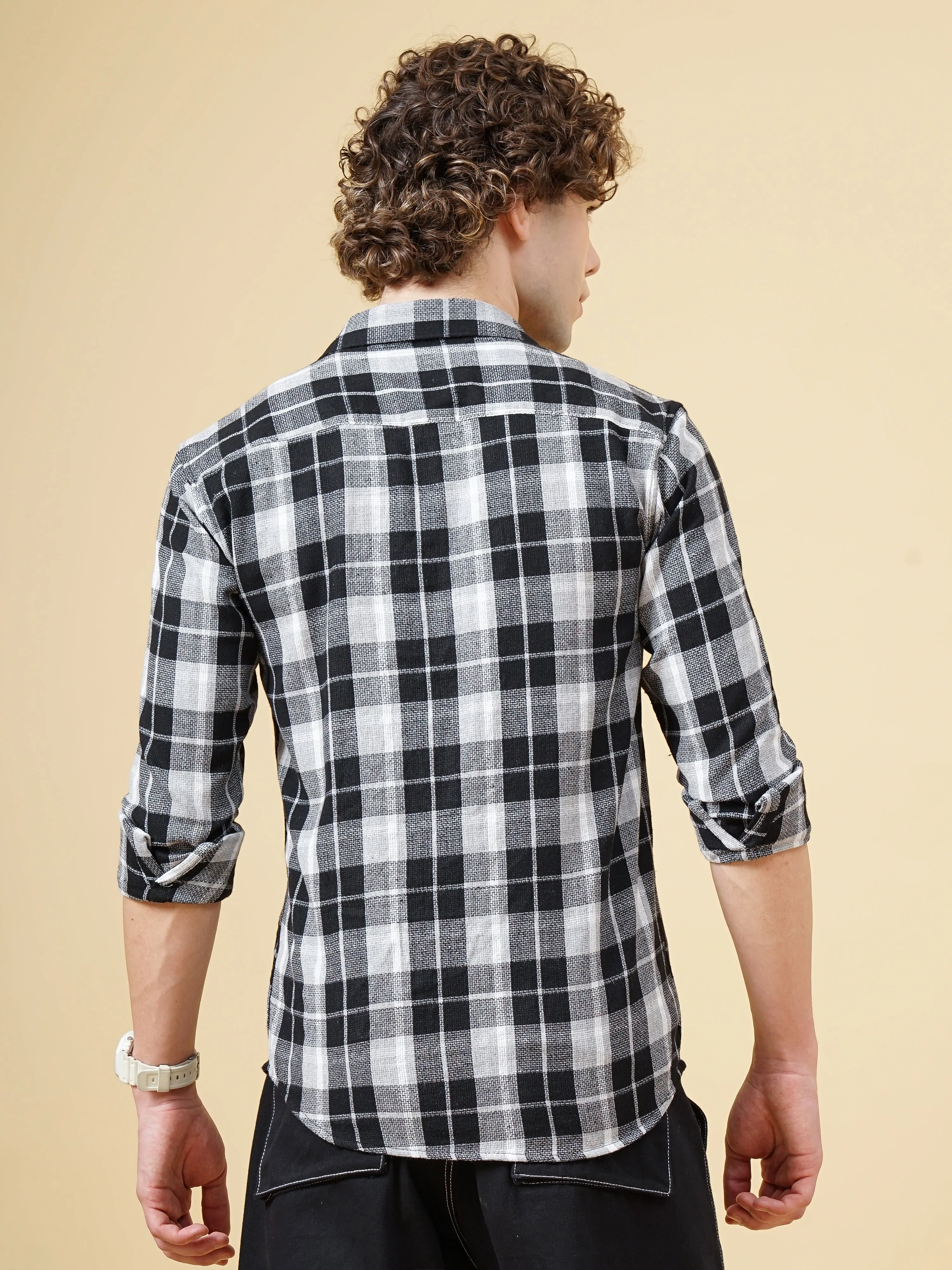 Men Porto Black Checks Shirt - Image 3