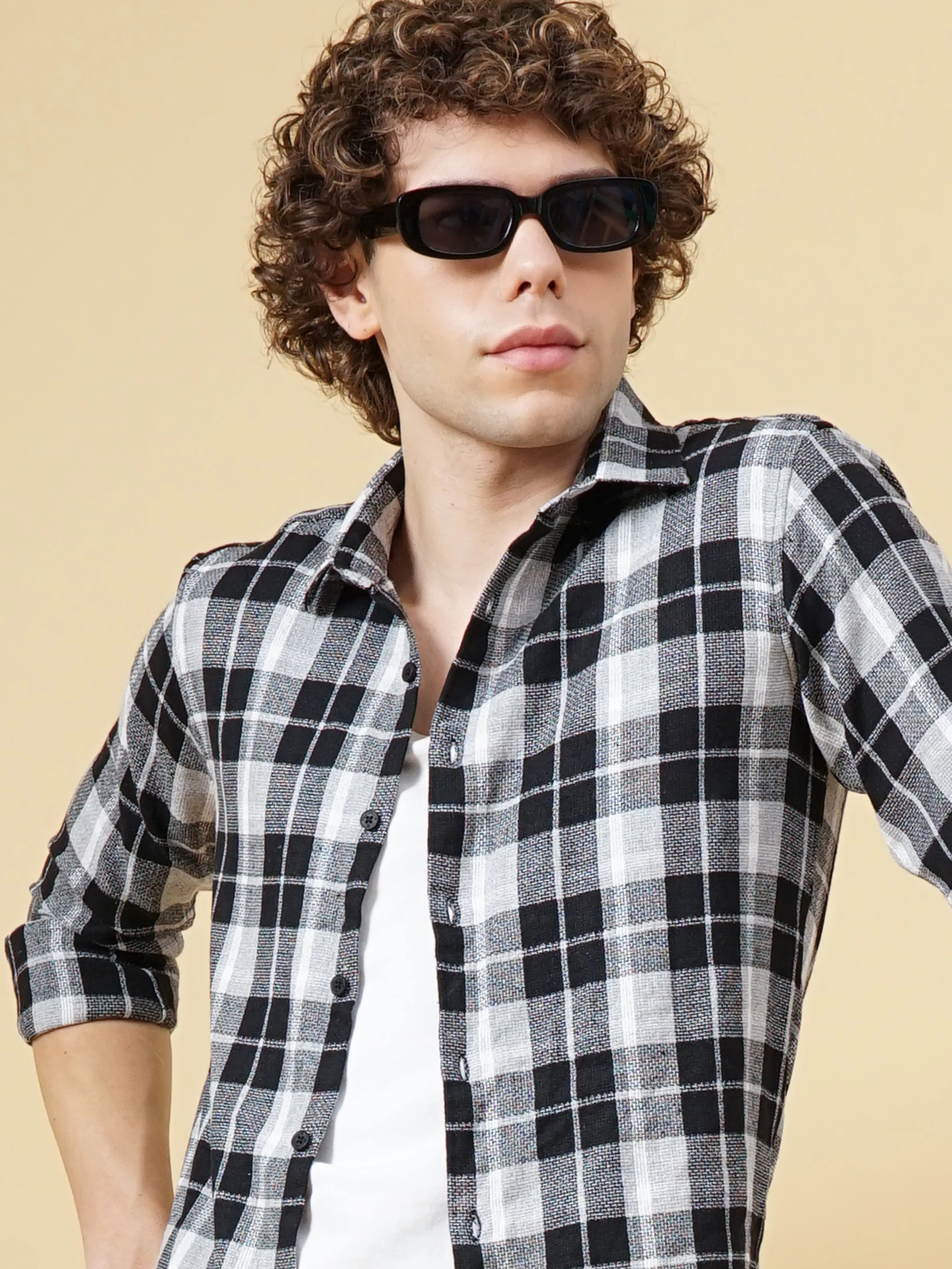 Men Porto Black Checks Shirt - Image 4