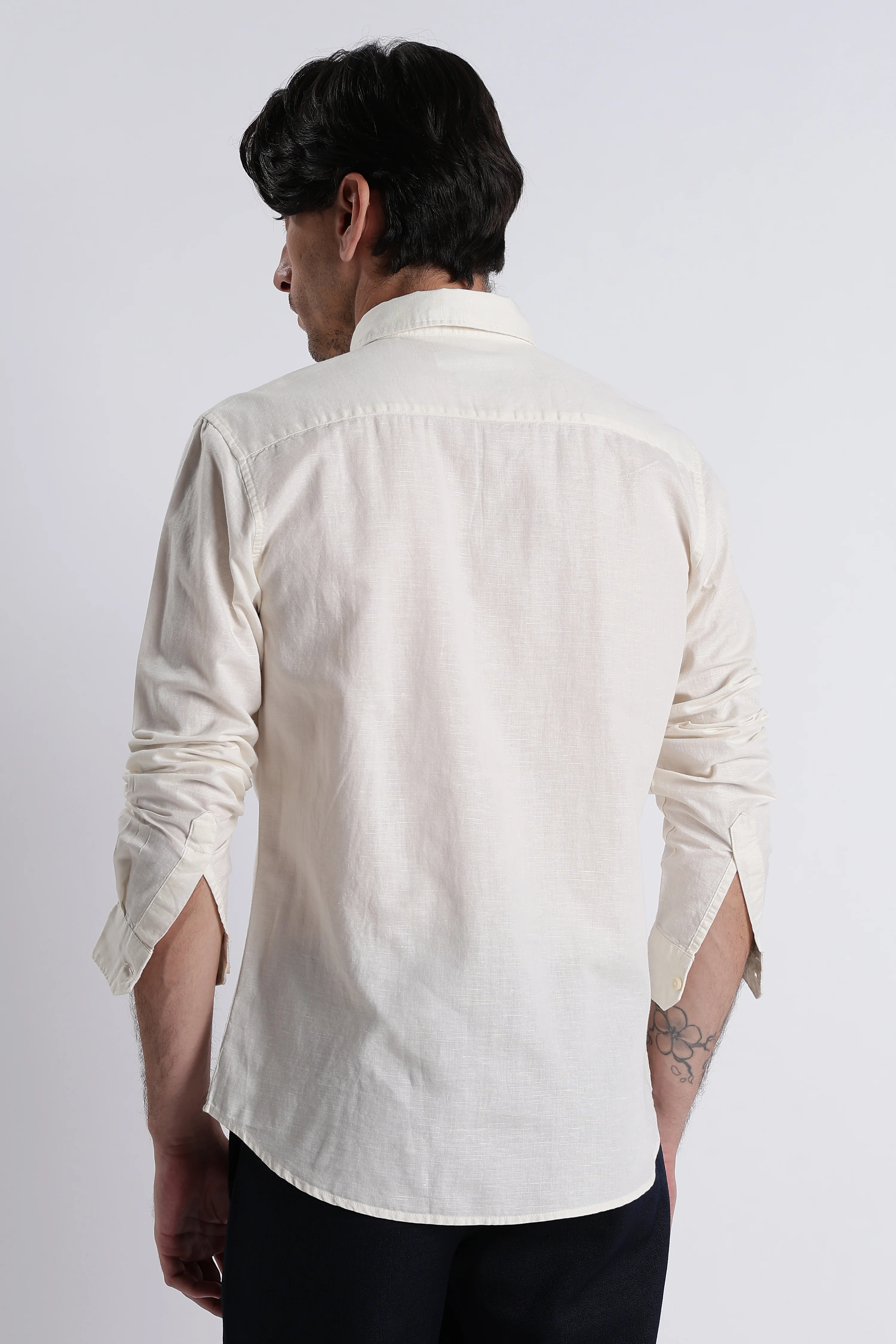 Men Premium Cotton Linen Slim Fit Solid Shirt - Image 5