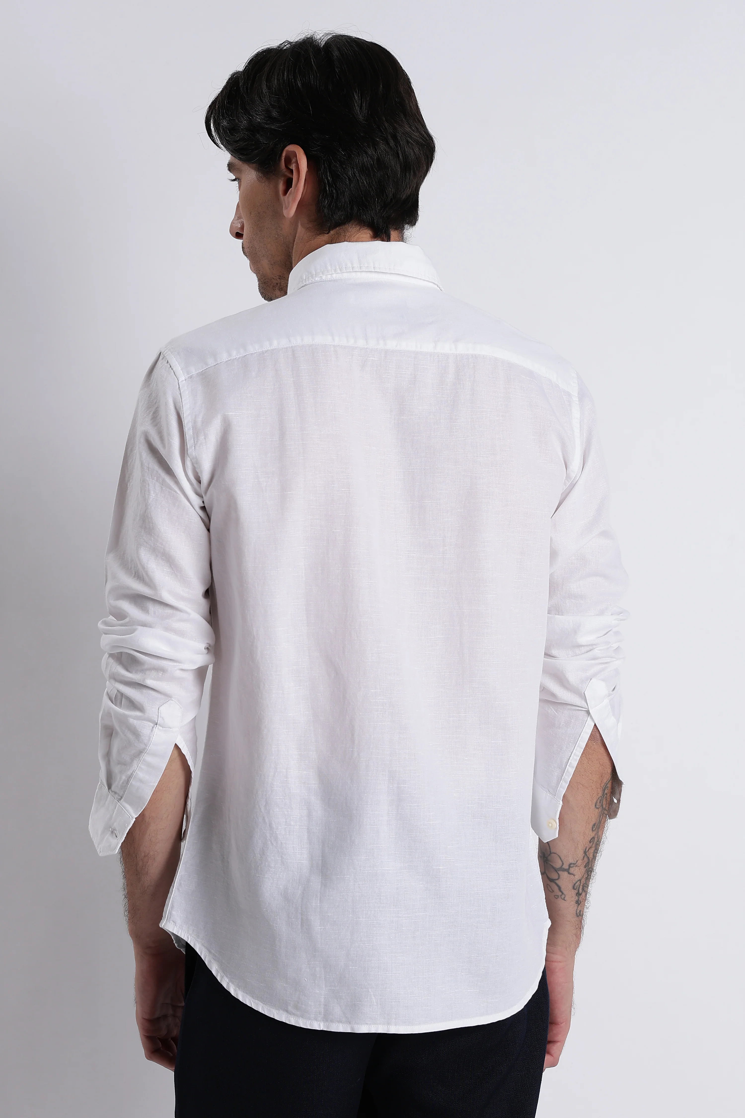 Men Premium Cotton Linen Slim Fit Solid Shirt - Image 4