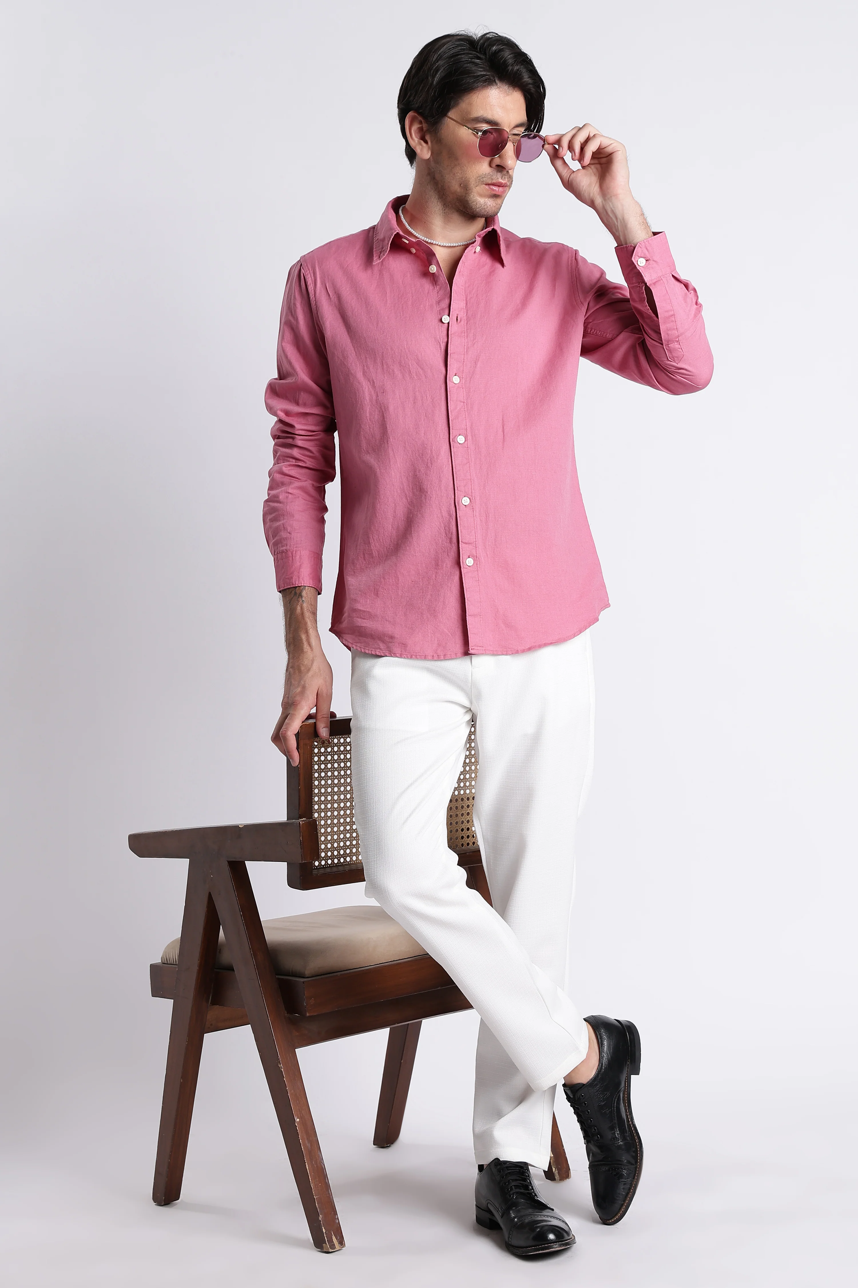 Men Premium Cotton Linen Slim Fit Solid Shirt - Image 10