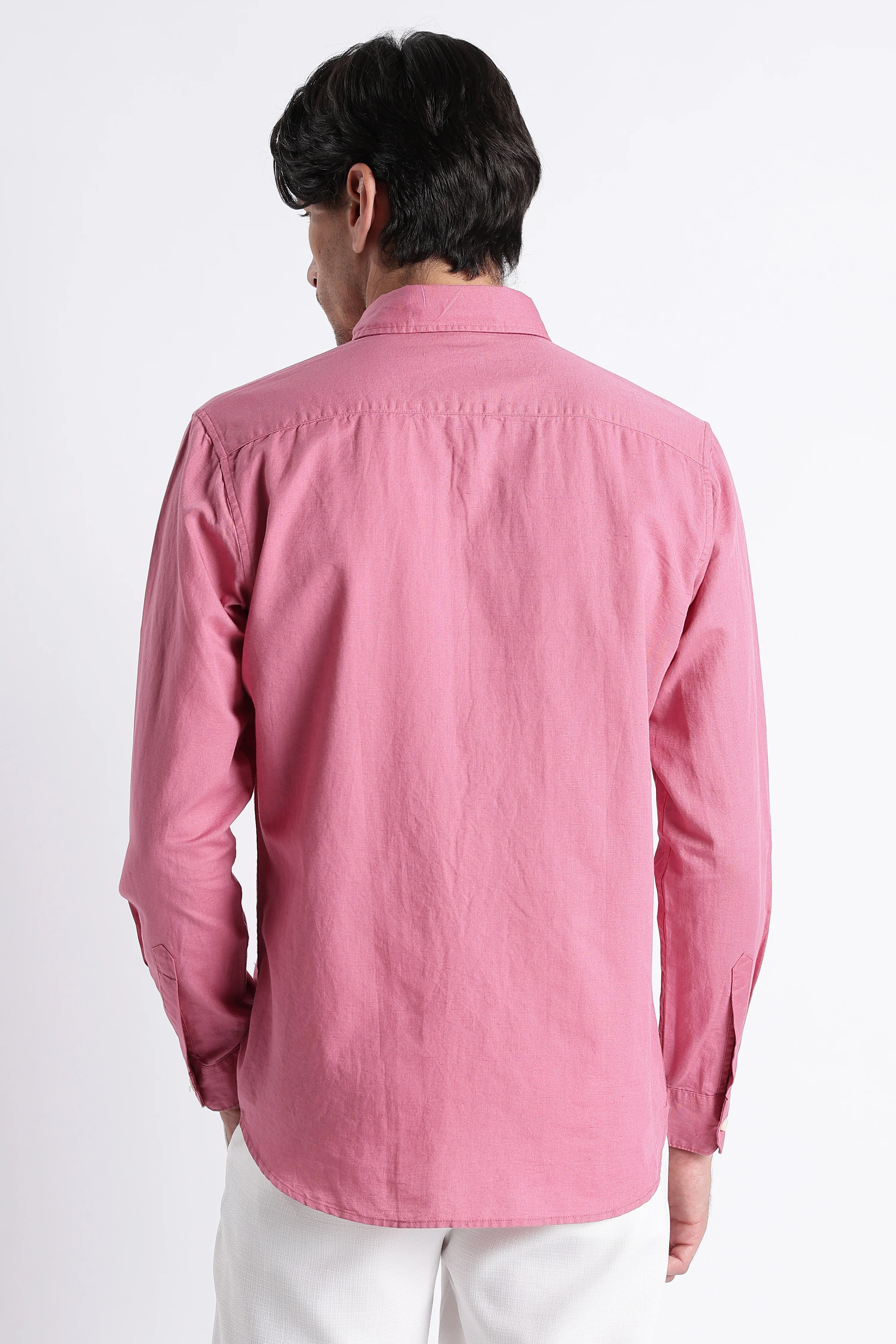 Men Premium Cotton Linen Slim Fit Solid Shirt - Image 6