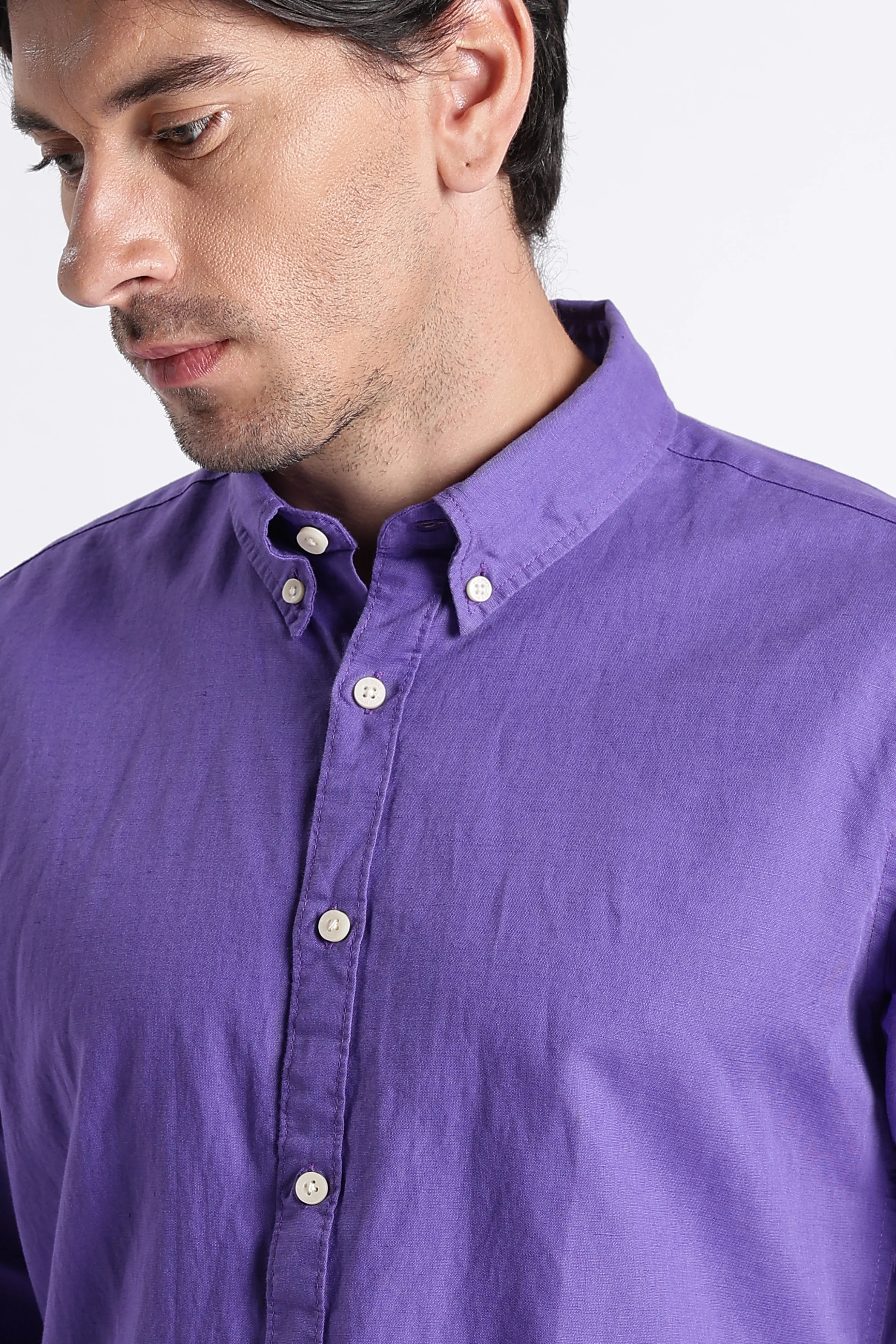 Men Premium Cotton Linen Slim Fit Solid Shirt - Image 6