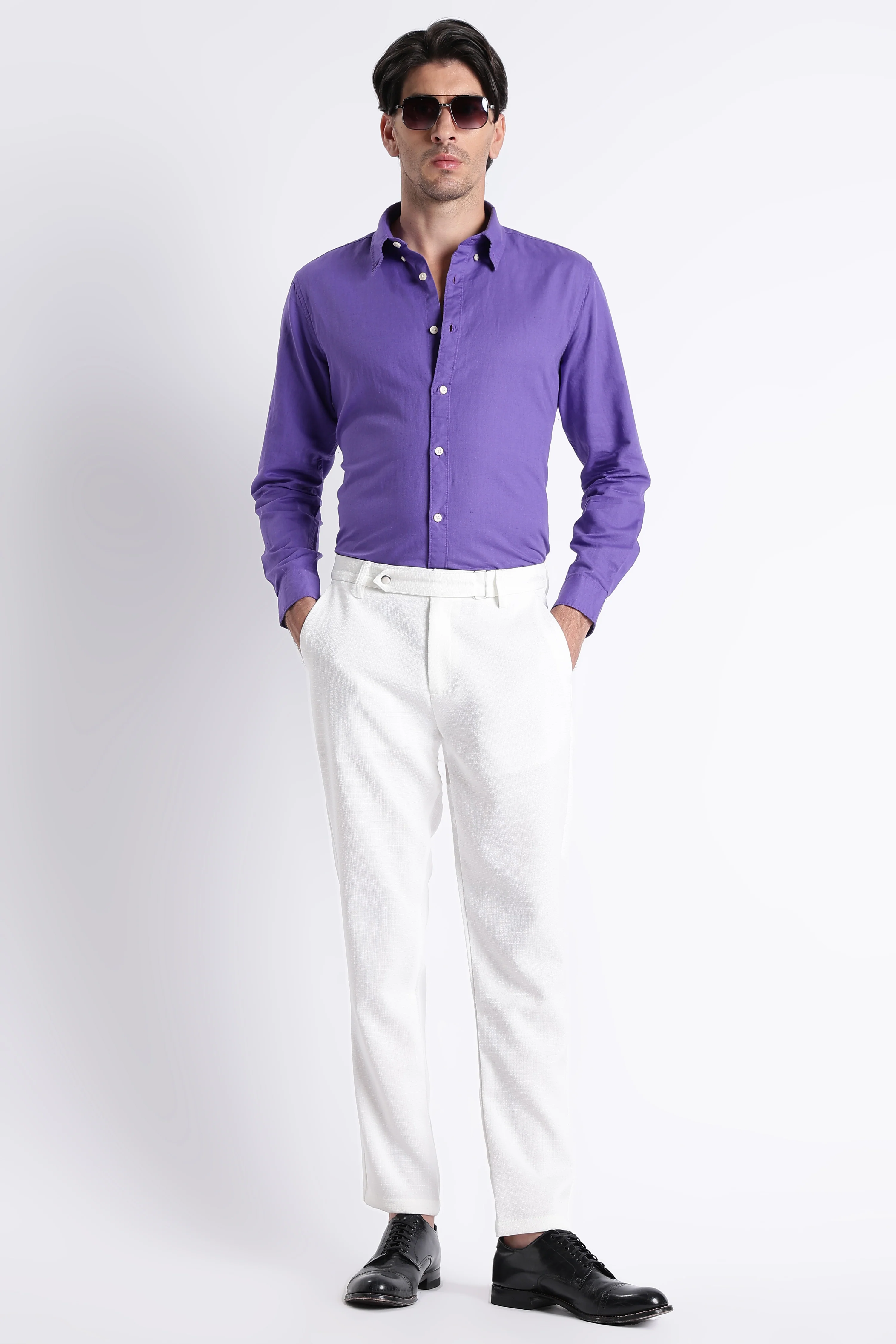 Men Premium Cotton Linen Slim Fit Solid Shirt - Image 8