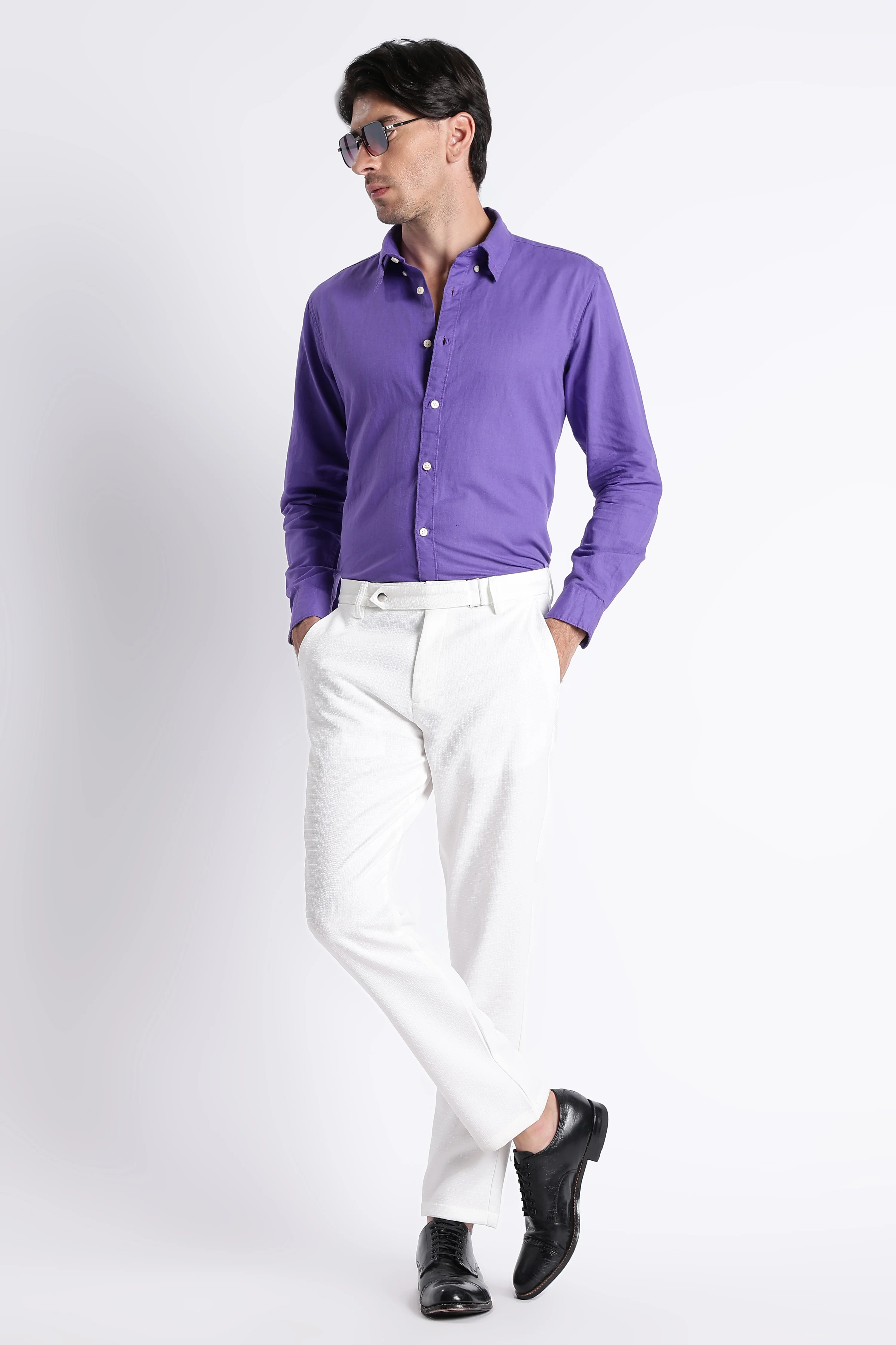 Men Premium Cotton Linen Slim Fit Solid Shirt - Image 9