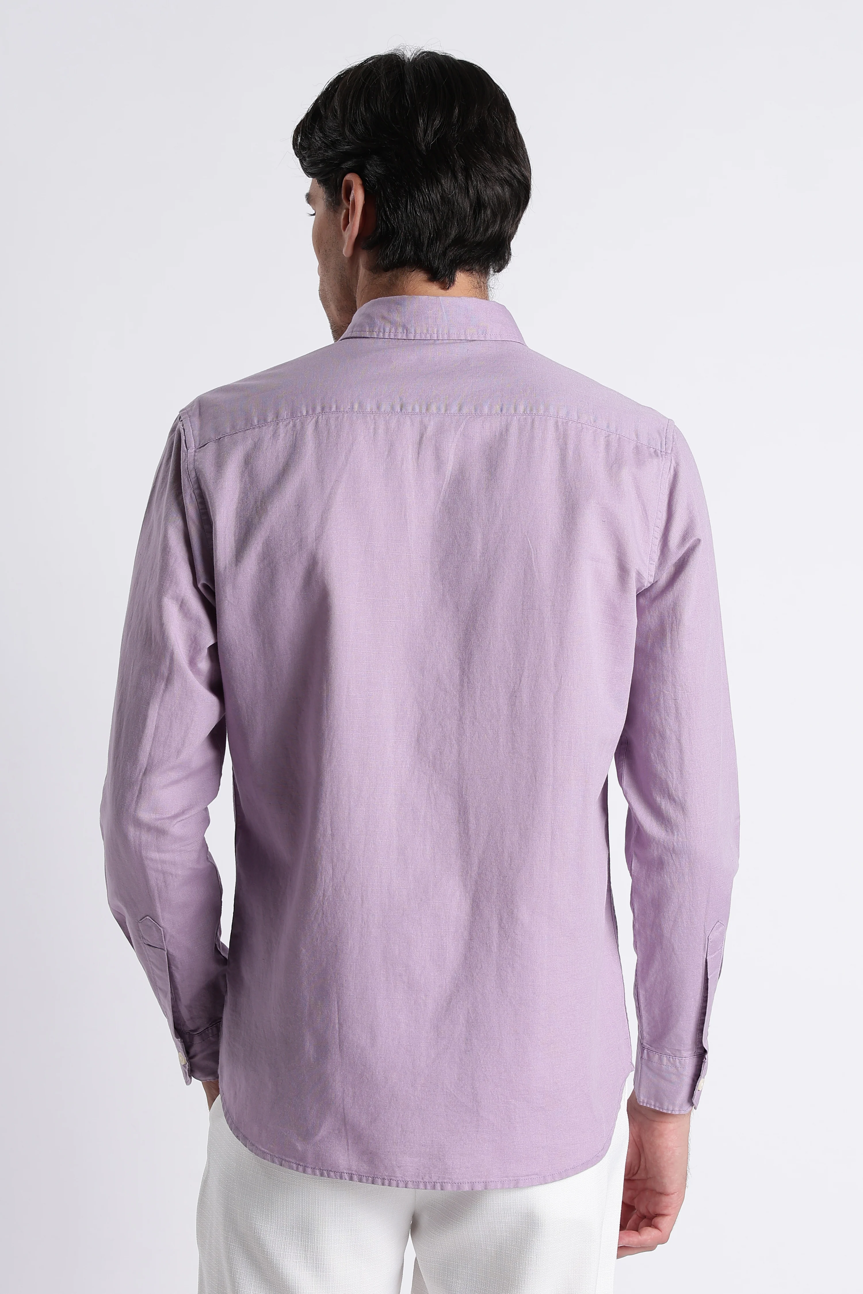 Men Premium Cotton Linen Slim Fit Solid Shirt - Image 5