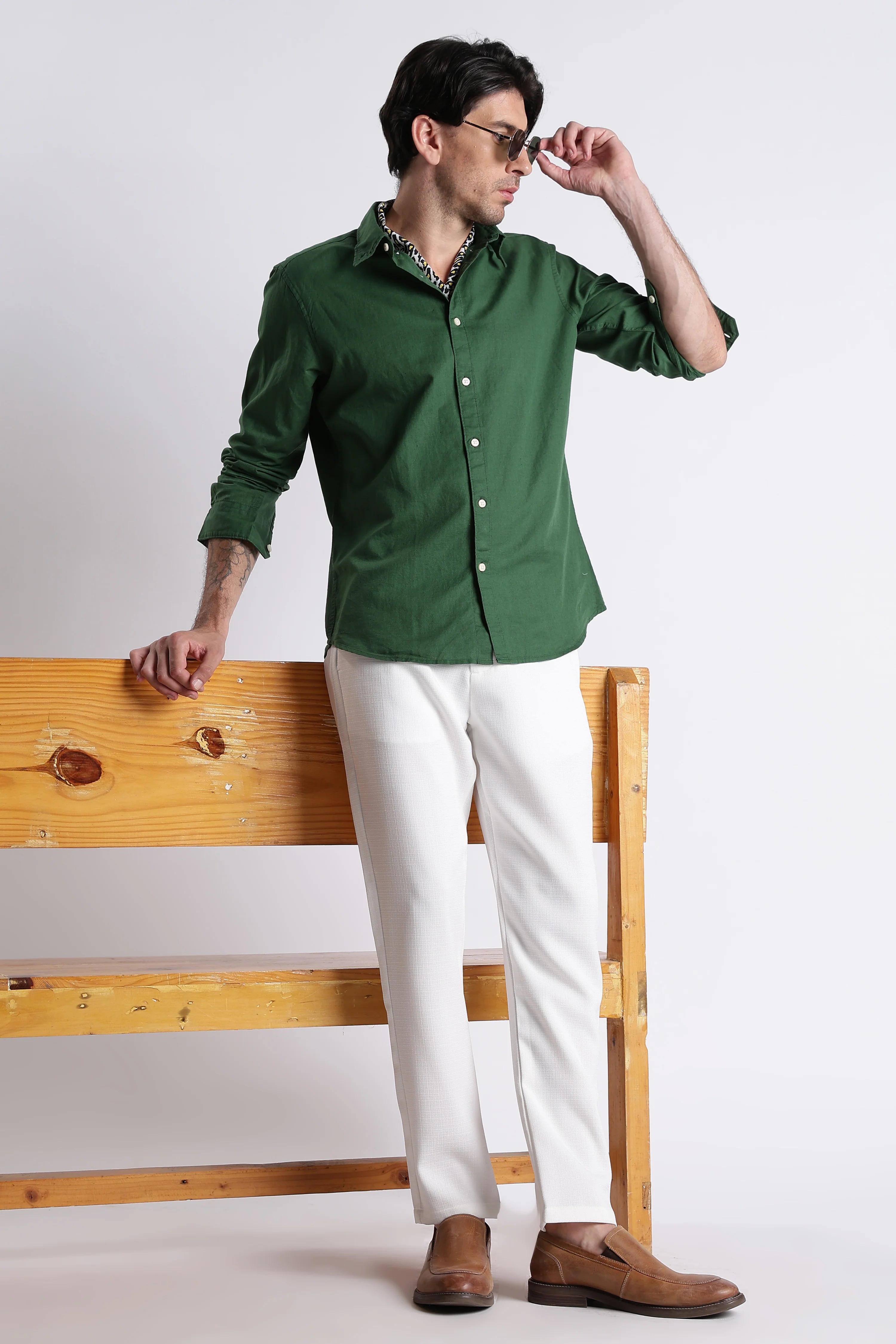 Men Premium Cotton Linen Slim Fit Solid Shirt - Image 6