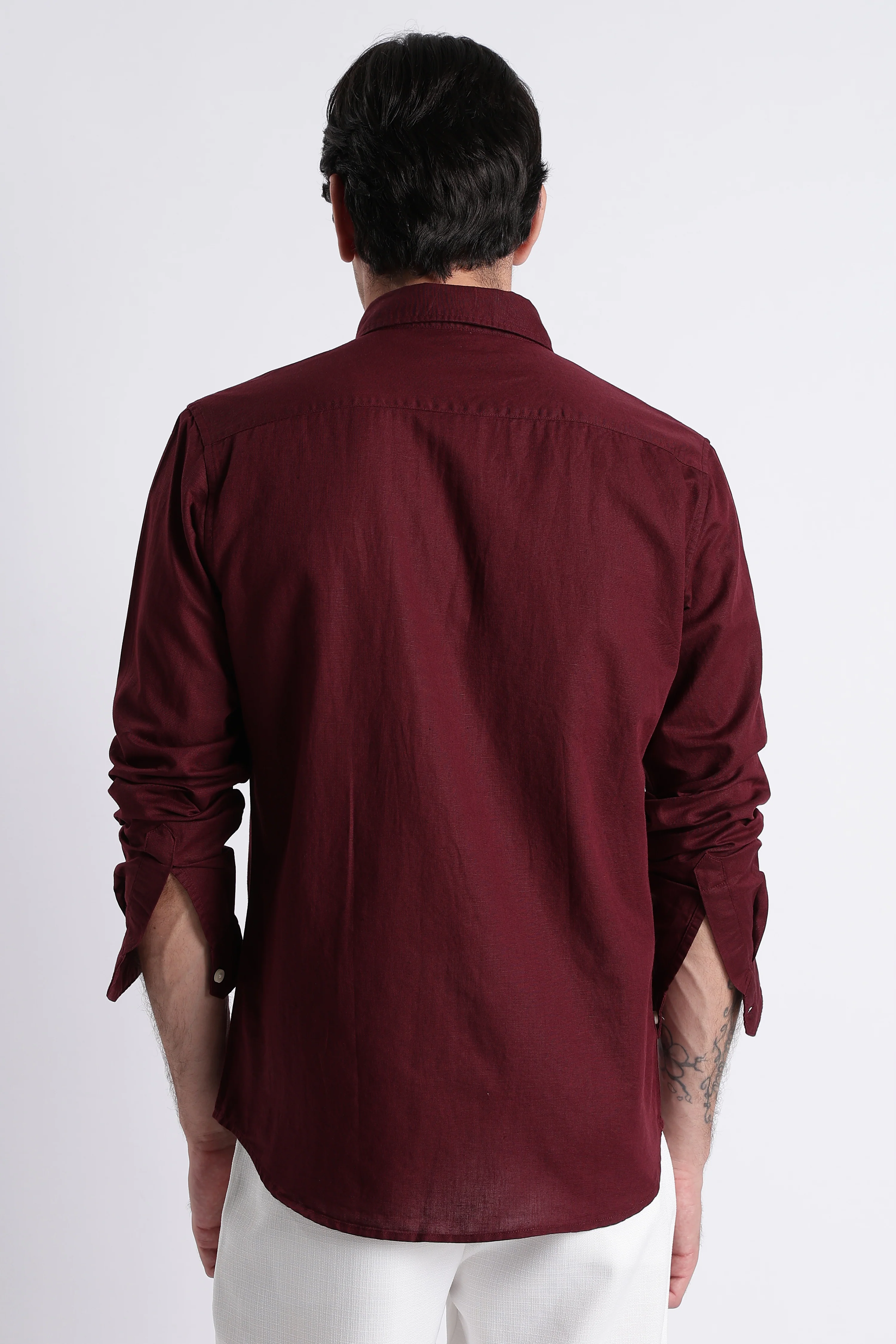 Men Premium Cotton Linen Slim Fit Solid Shirt - Image 5