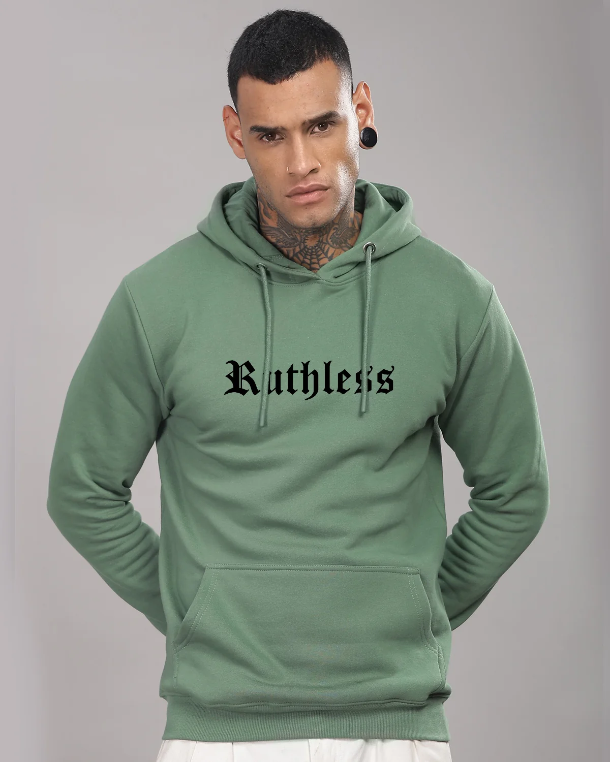 Men Printed Green Hoodie - Image 5
