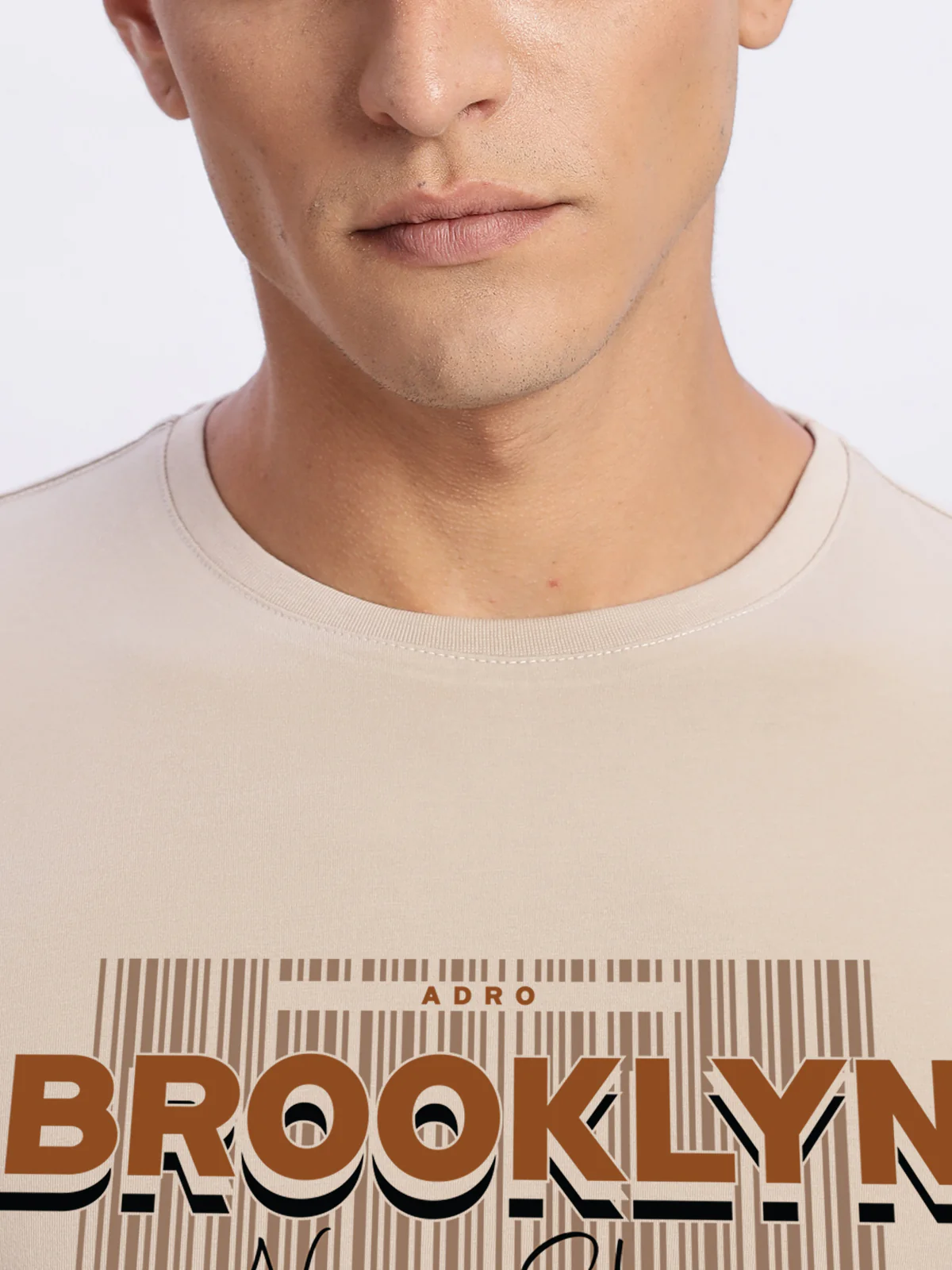 Men Printed Beige T Shirt - Image 3