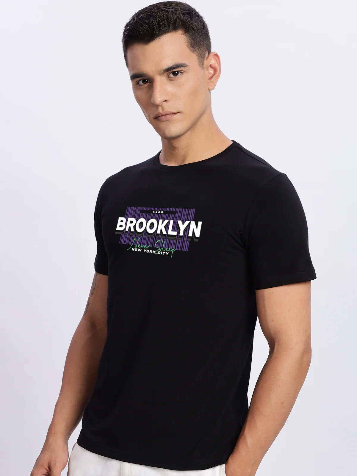Men Printed Black T Shirt - Image 4