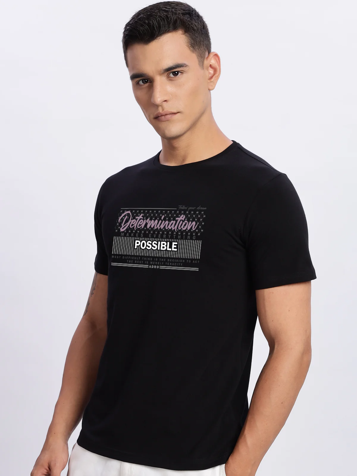 Men Printed Black T Shirt - Image 4