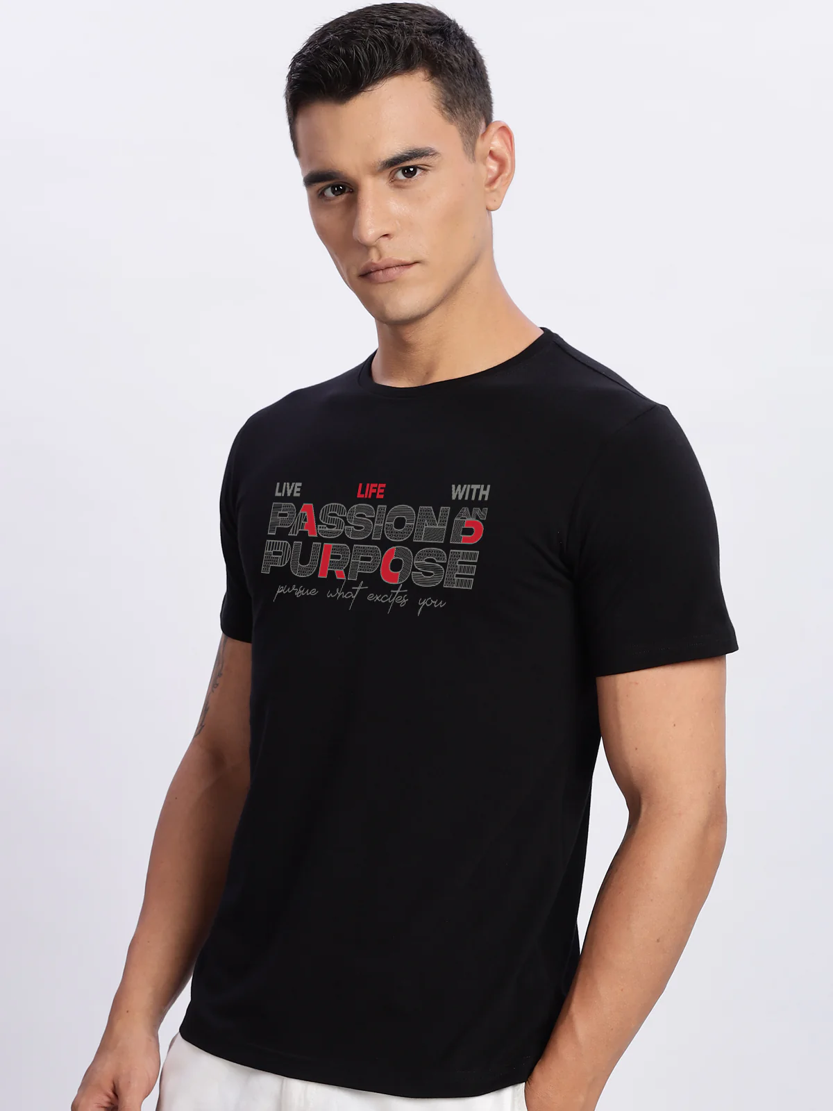 Men Printed Black T Shirt - Image 4
