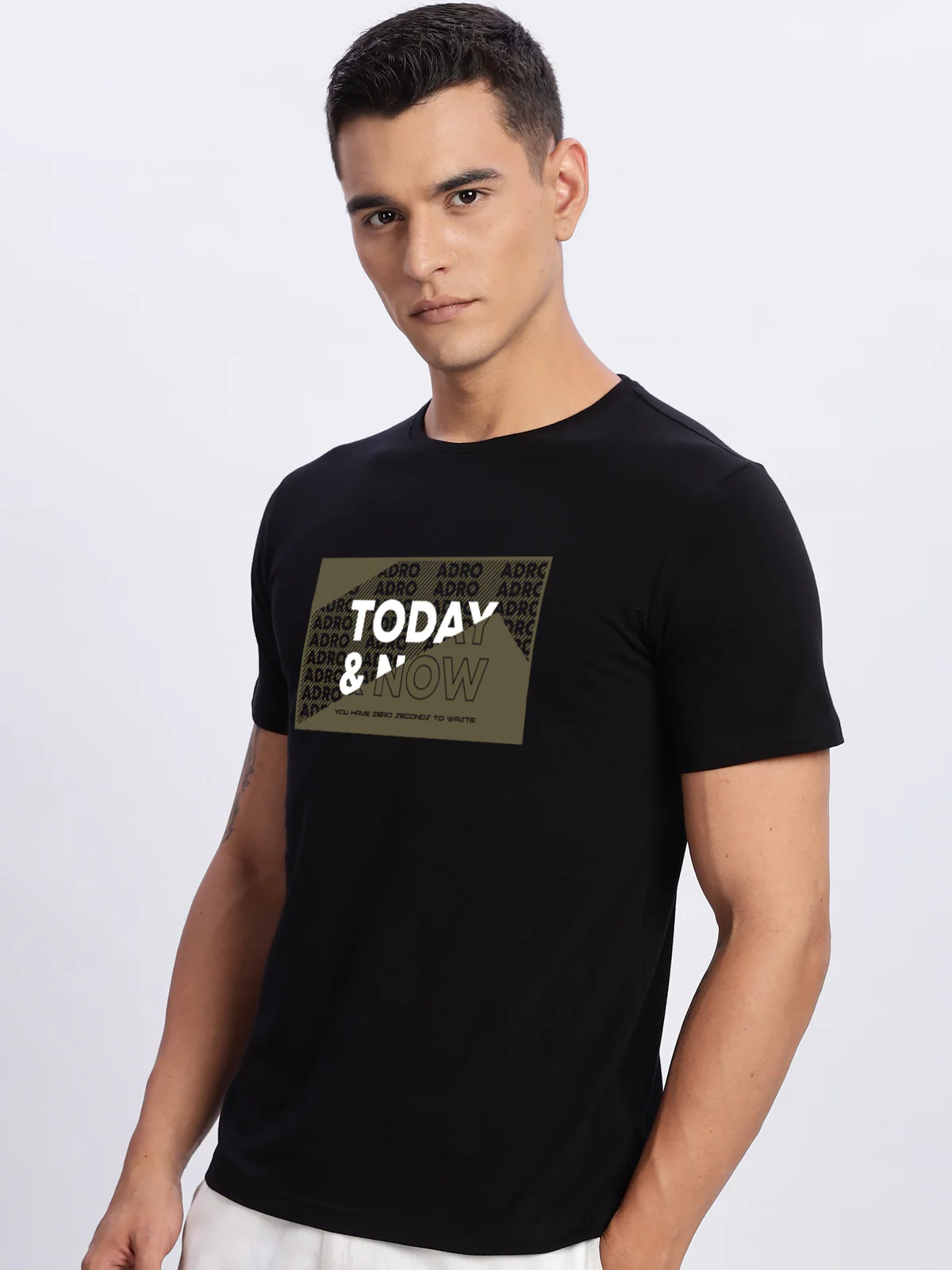 Men Printed Black T Shirt - Image 4