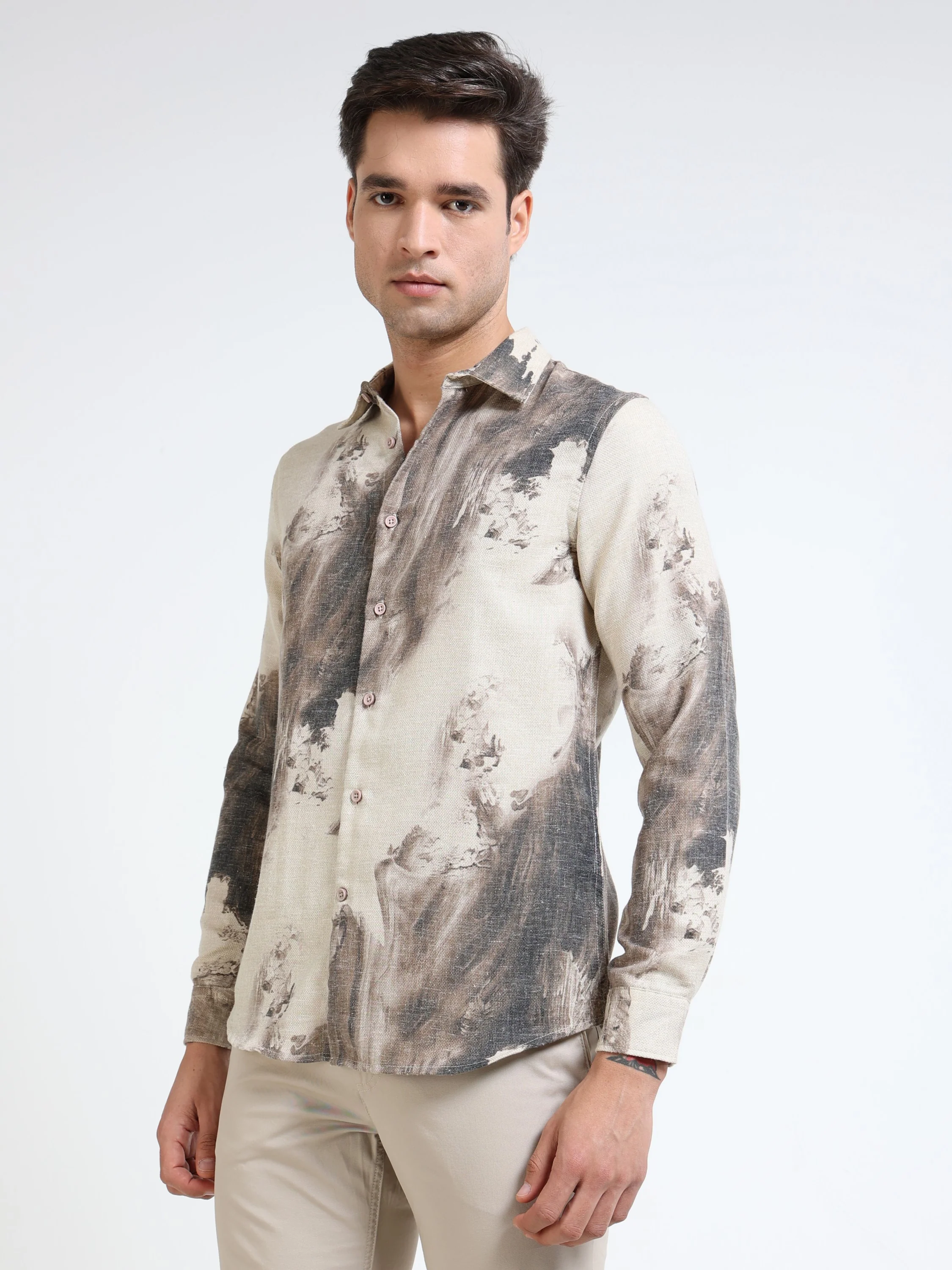 Men Trendy Brushstroke Shirt - Image 5