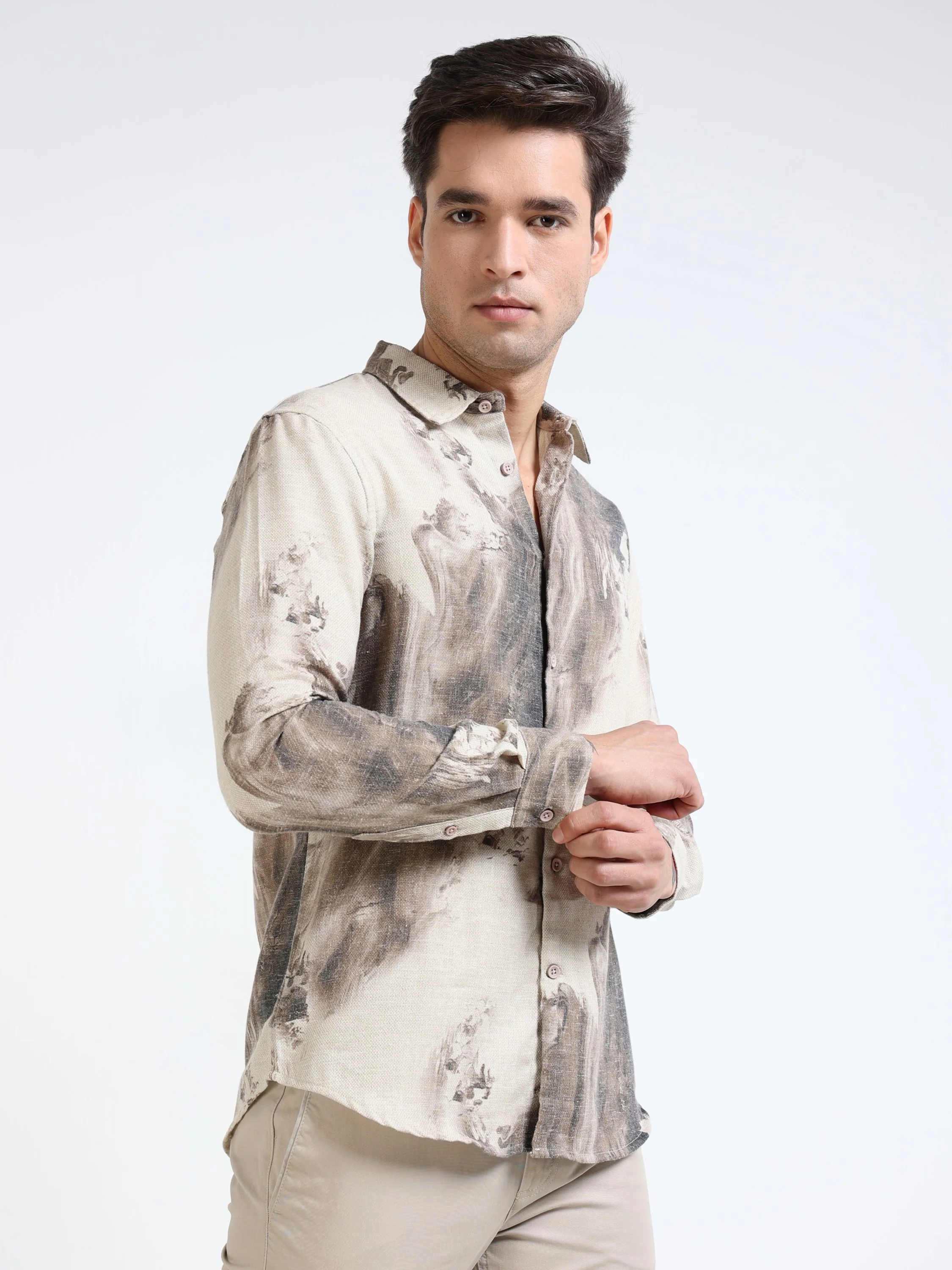 Men Trendy Brushstroke Shirt - Image 6
