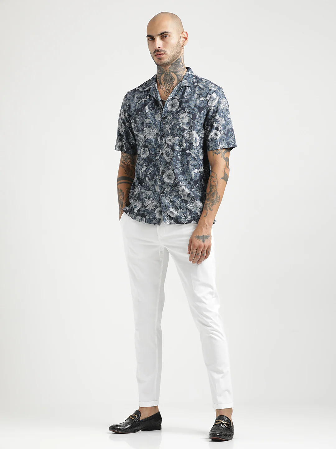 Men Printed Cotton Satin Shirt - Image 2