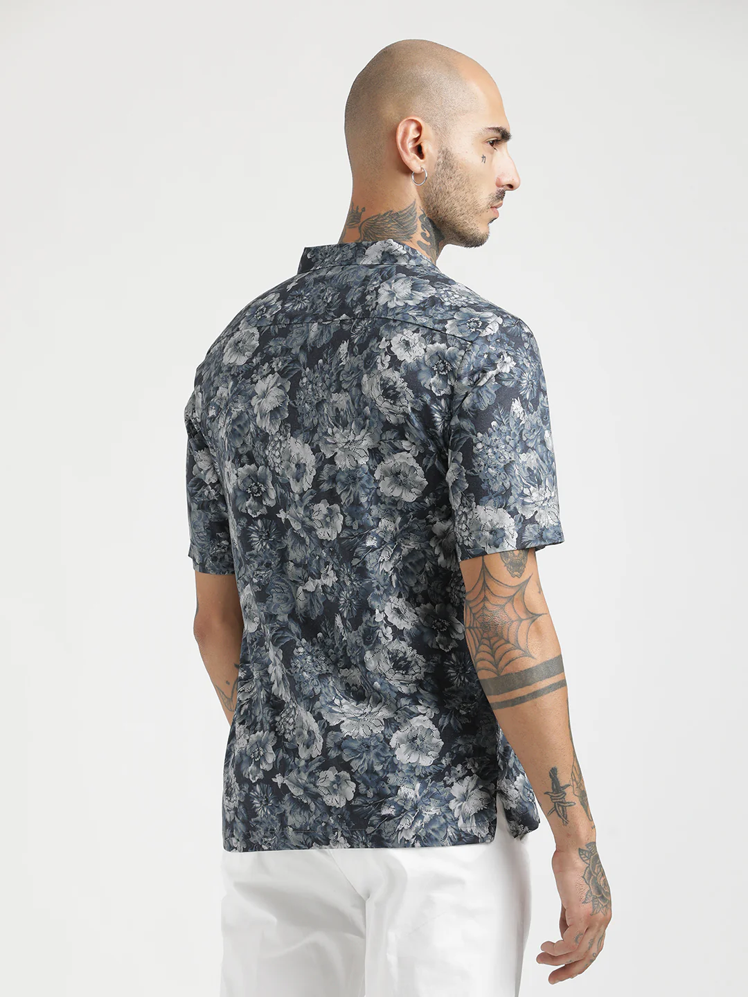 Men Printed Cotton Satin Shirt - Image 3