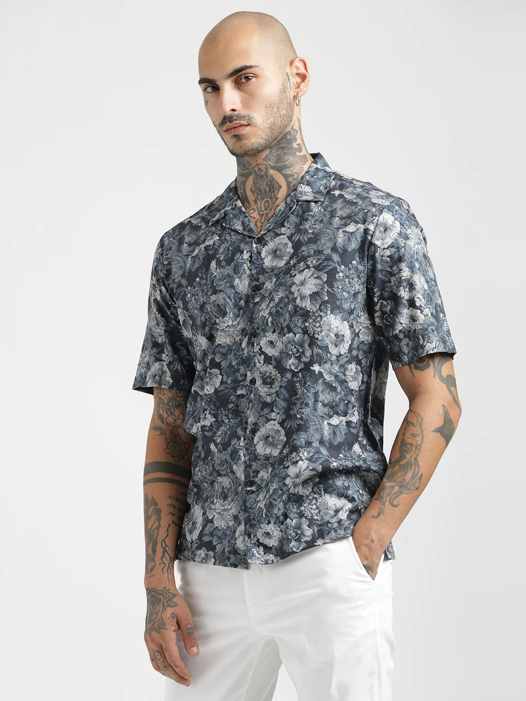 Men Printed Cotton Satin Shirt - Image 5