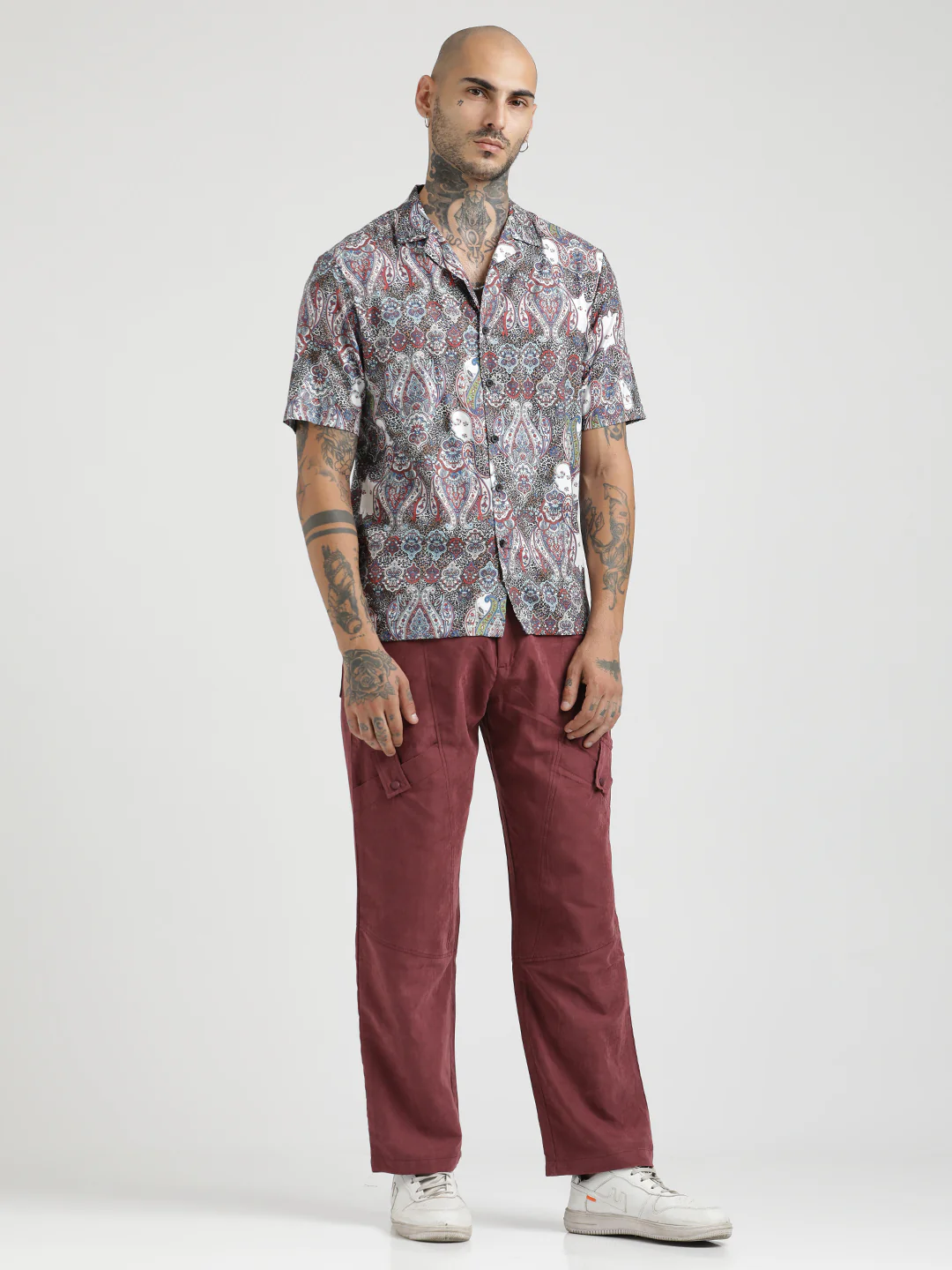 Men Printed Cotton Satin Shirt - Image 2