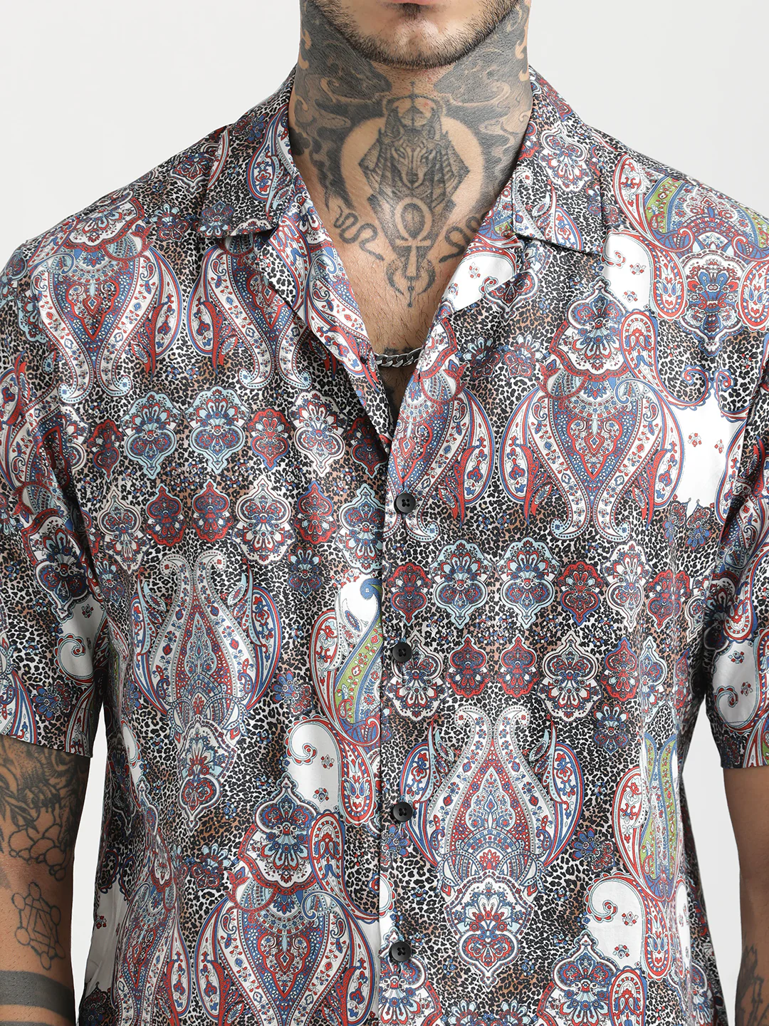 Men Printed Cotton Satin Shirt - Image 4
