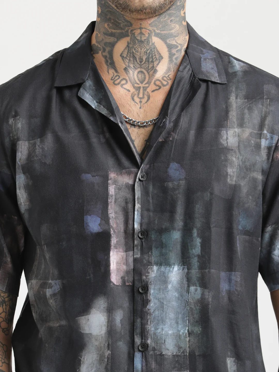 Men Printed Cotton Satin Shirt - Image 5