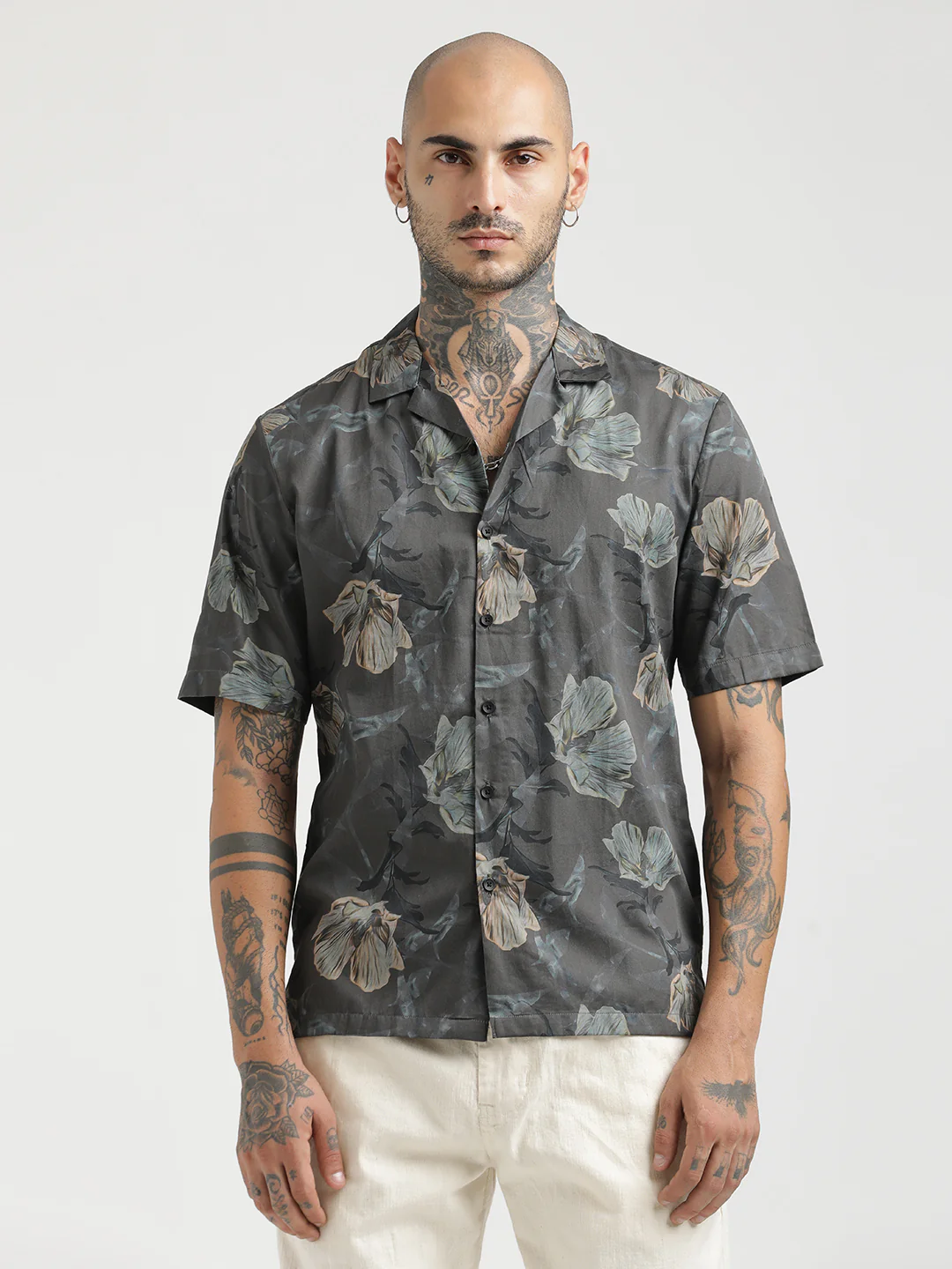 Men Printed Cotton Satin Shirt - Image 2