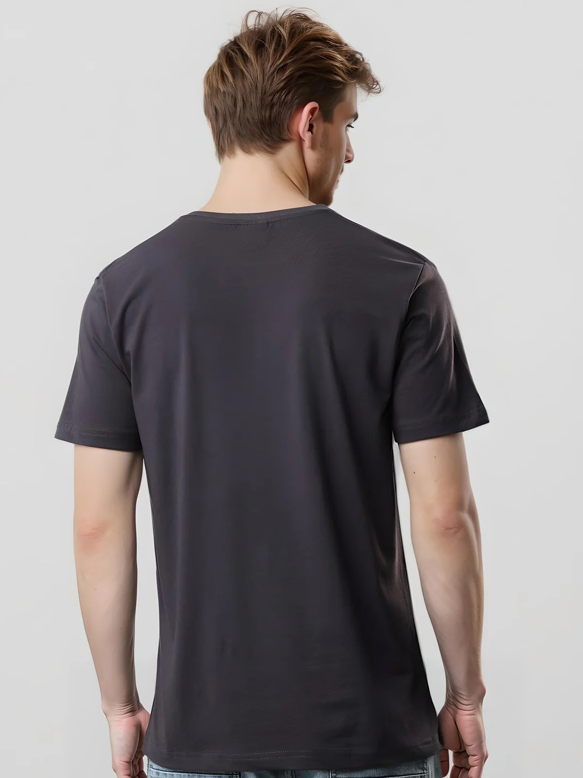 Men Printed Grey T Shirt - Image 2