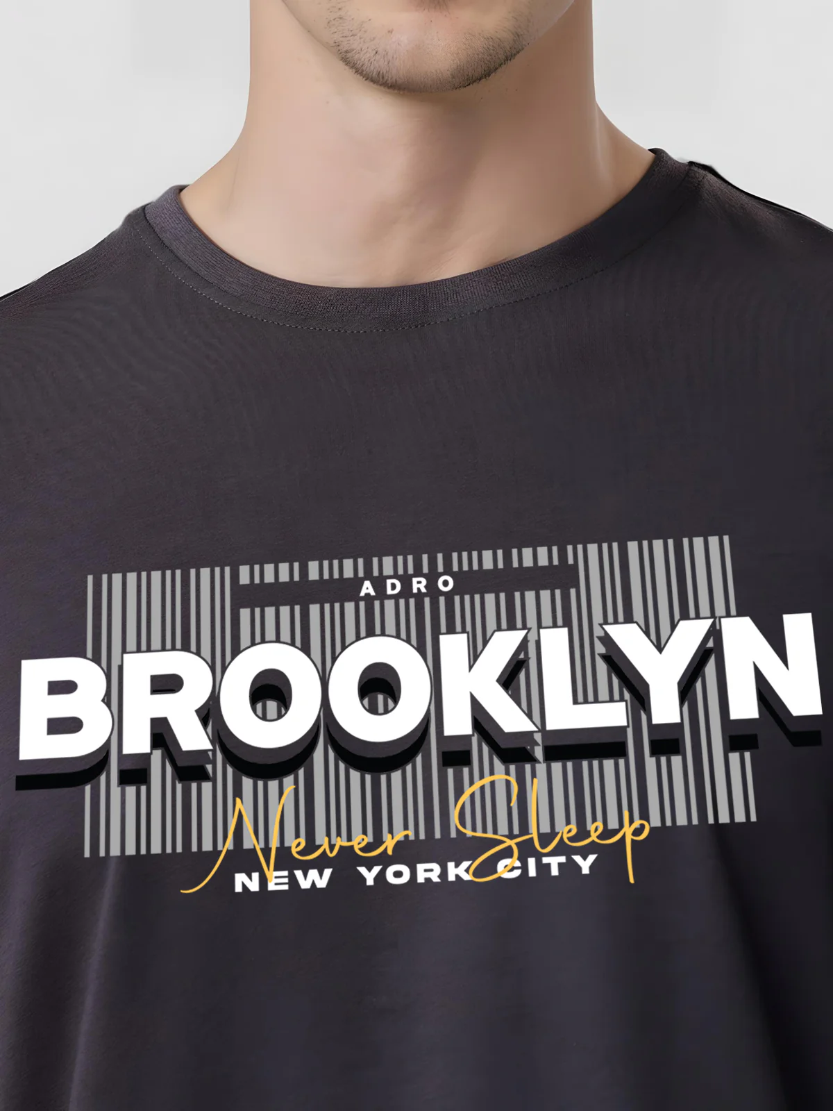 Men Printed Grey T Shirt - Image 3