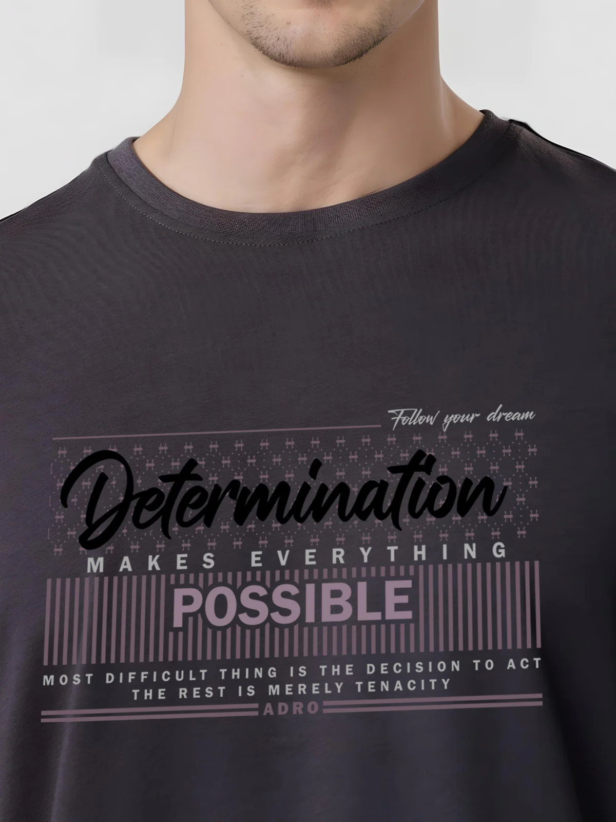 Men Printed Grey T Shirt - Image 4