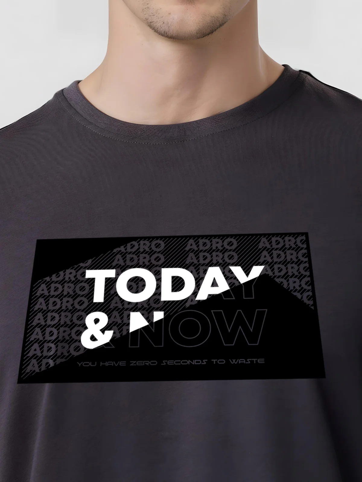 Men Printed Grey T Shirt - Image 3