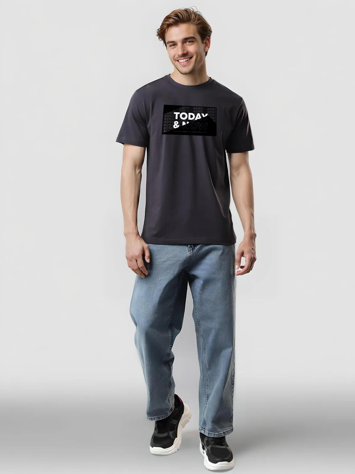 Men Printed Grey T Shirt - Image 4