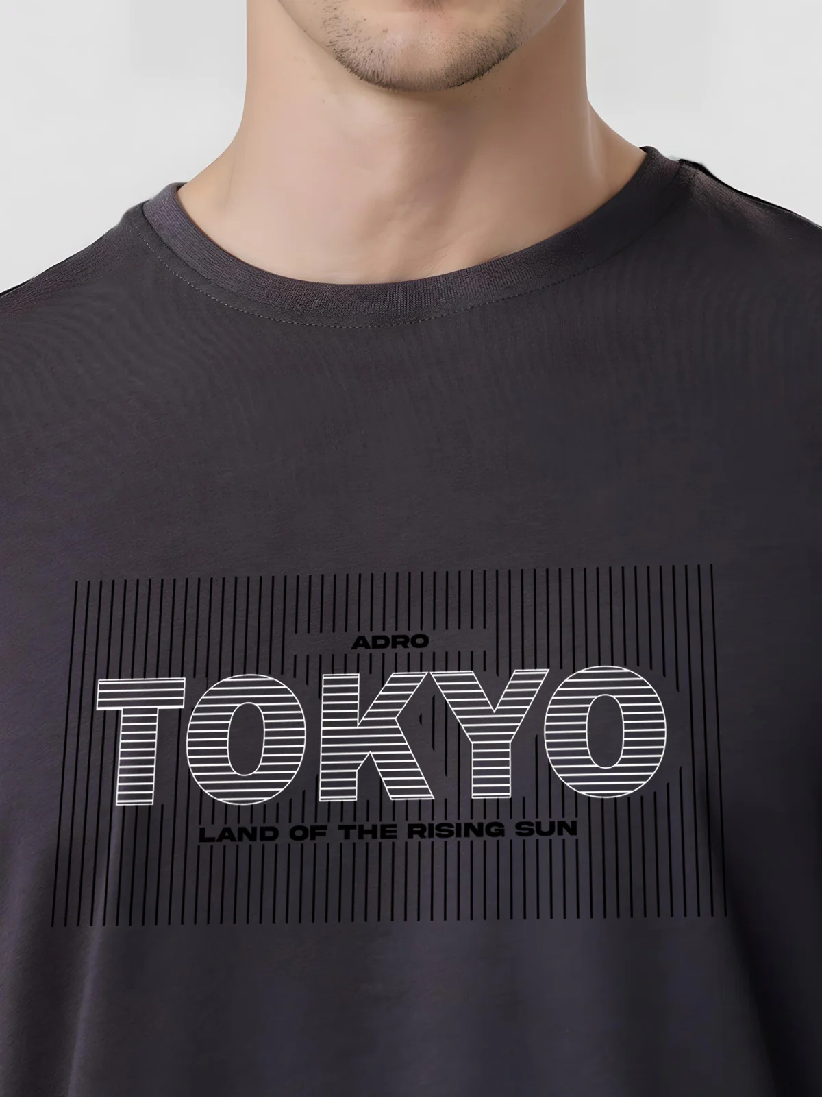 Men Printed Grey T Shirt - Image 3