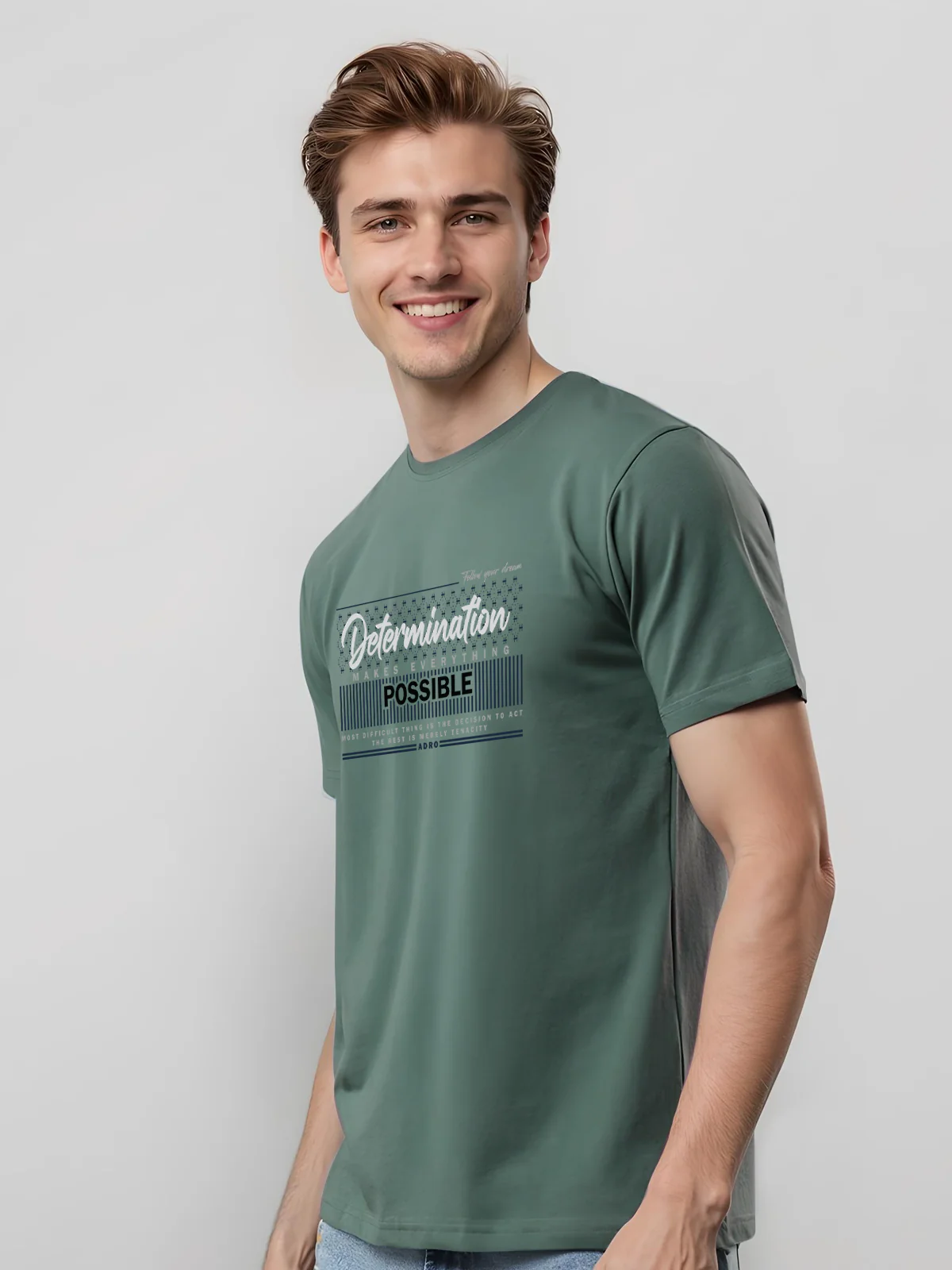Men Printed Green T Shirt - Image 5