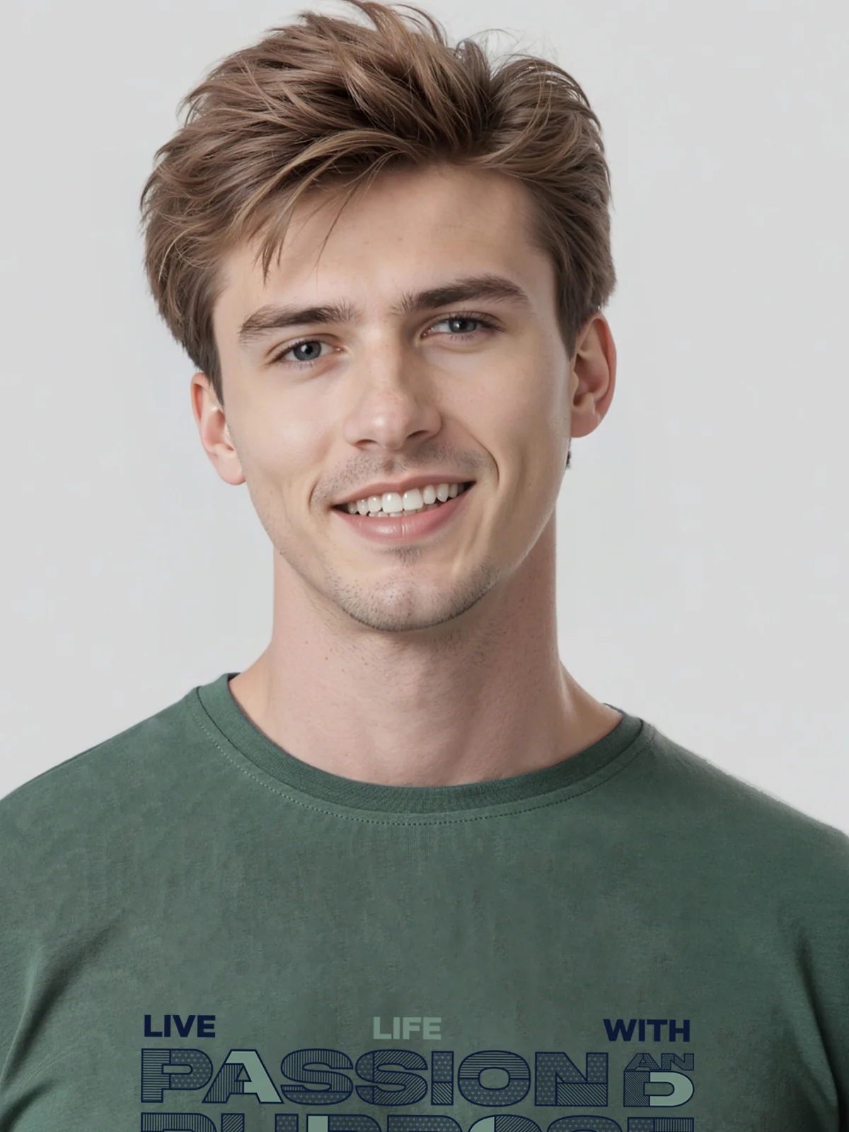 Men Printed Green T Shirt - Image 2