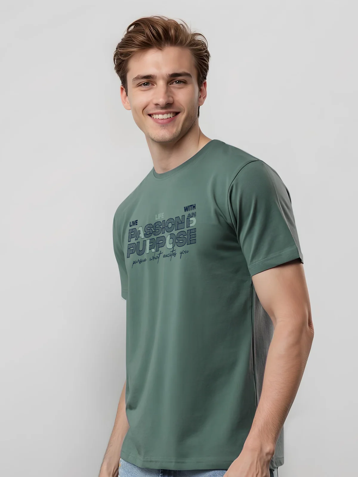 Men Printed Green T Shirt - Image 5