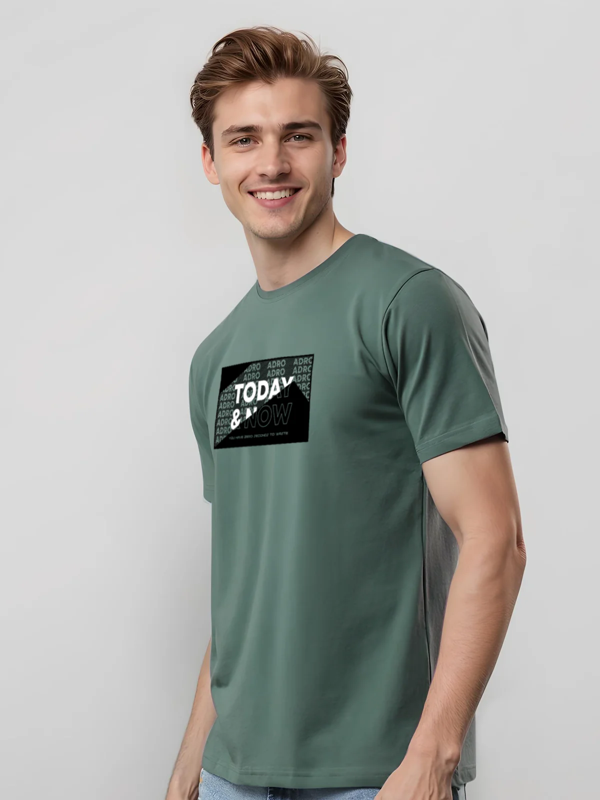 Men Printed Green T Shirt - Image 3