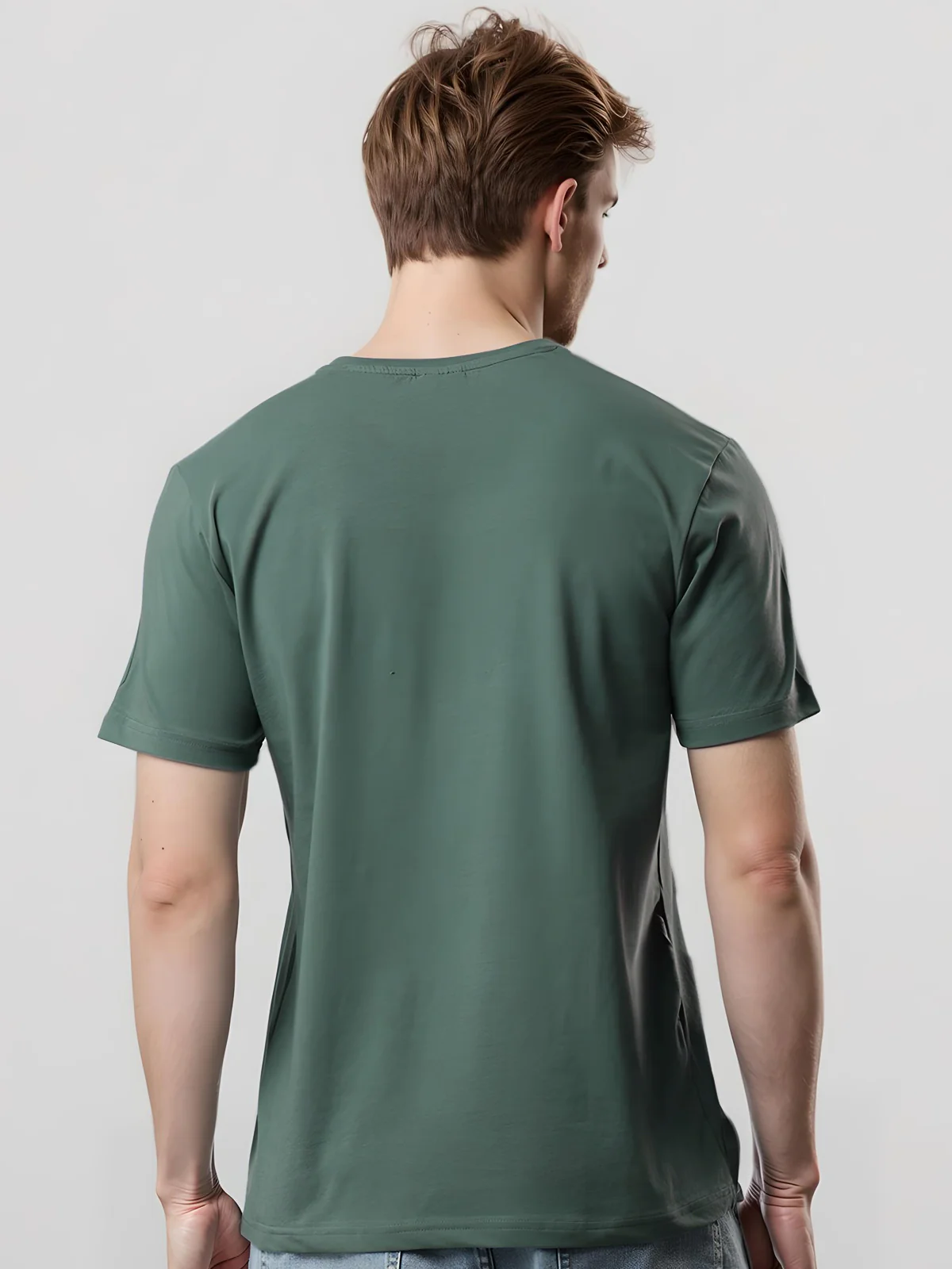 Men Printed Green T Shirt - Image 4