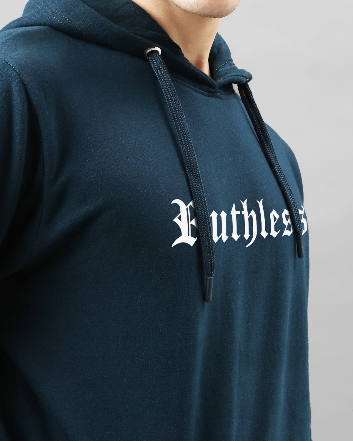 Men Printed Teal Hoodie - Image 3