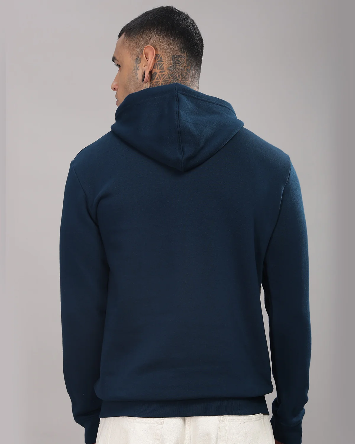 Men Printed Teal Hoodie - Image 4