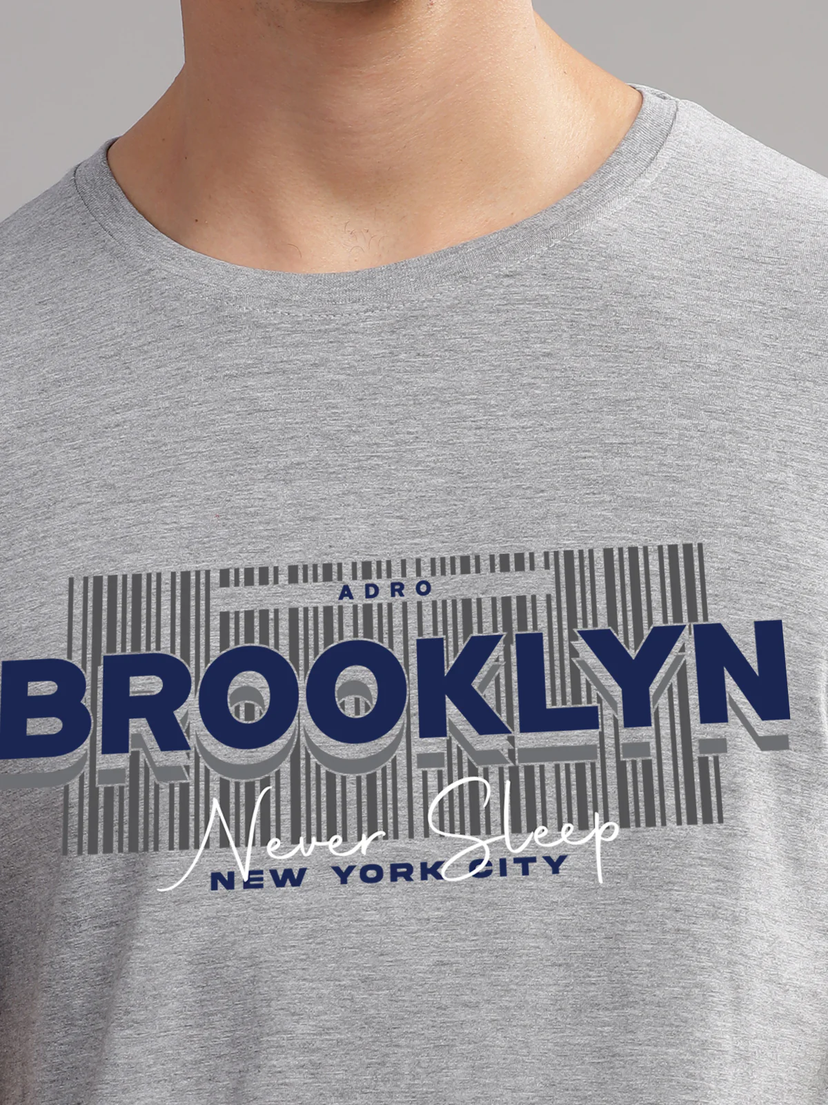 Men Printed Grey T Shirt - Image 3