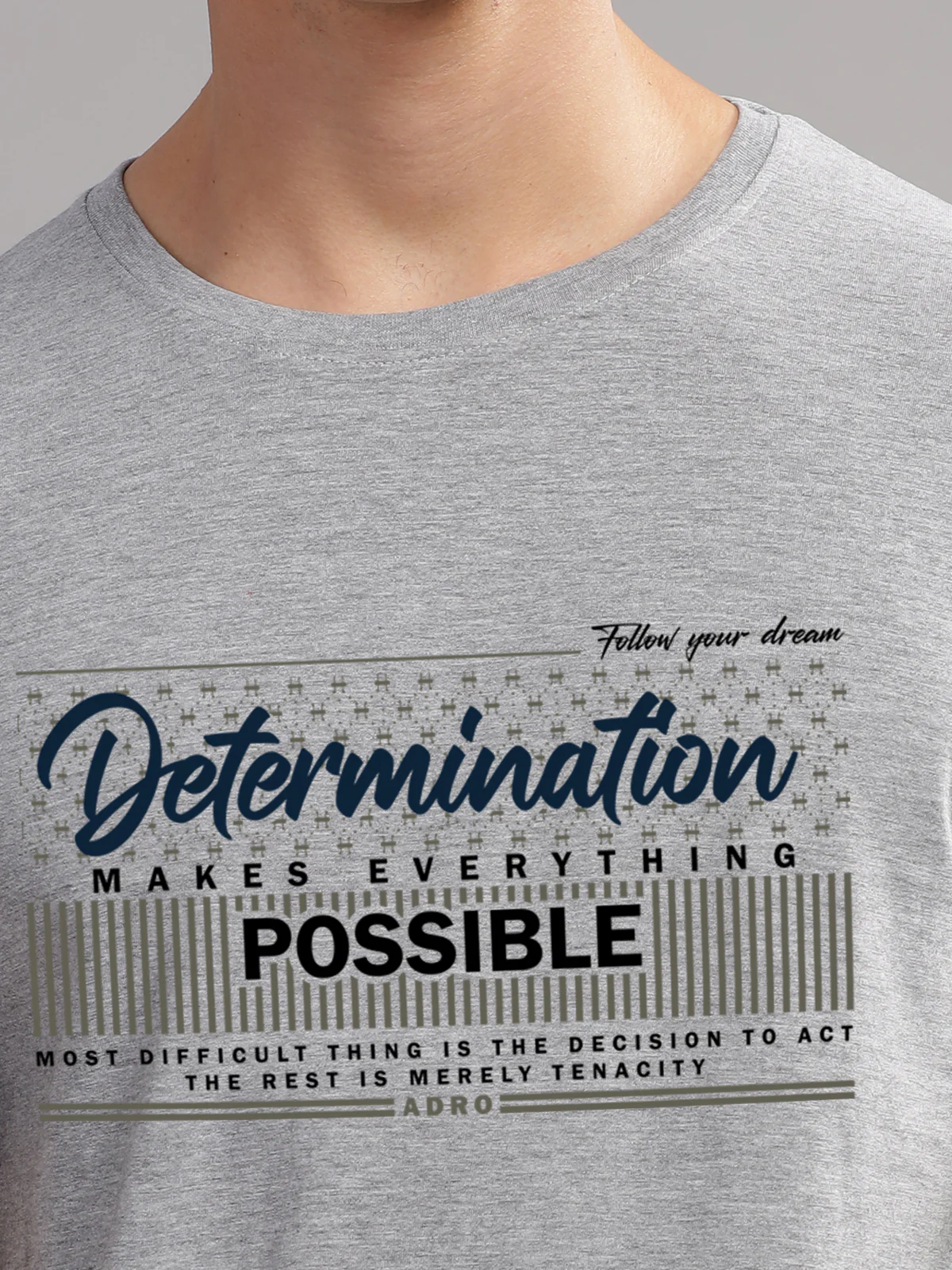 Men Printed Grey T Shirt - Image 3